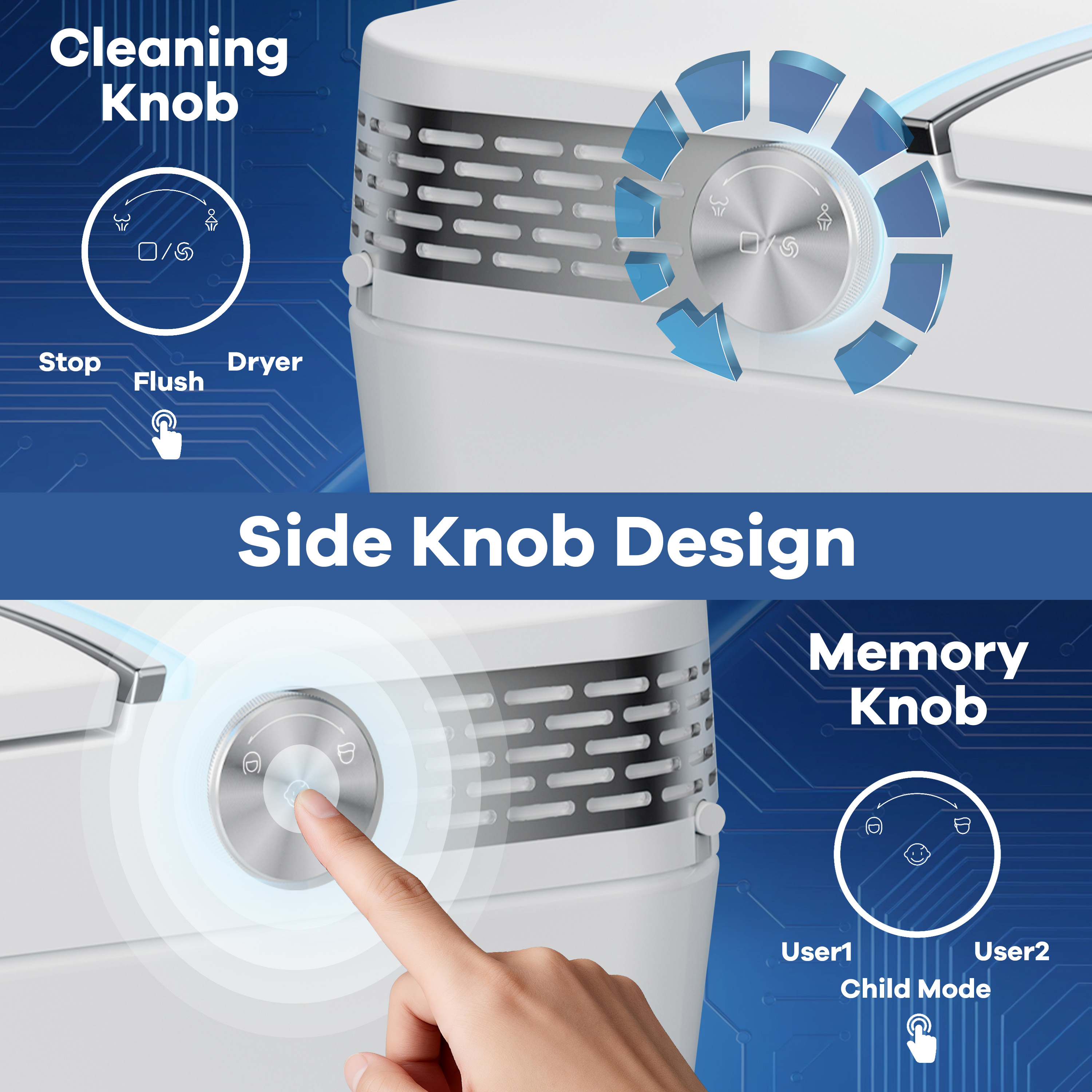 Mordern One-piece Elongated Smart Bidet Toilet with Digital Display, Auto Lid, Heated Seat & Dual Flush