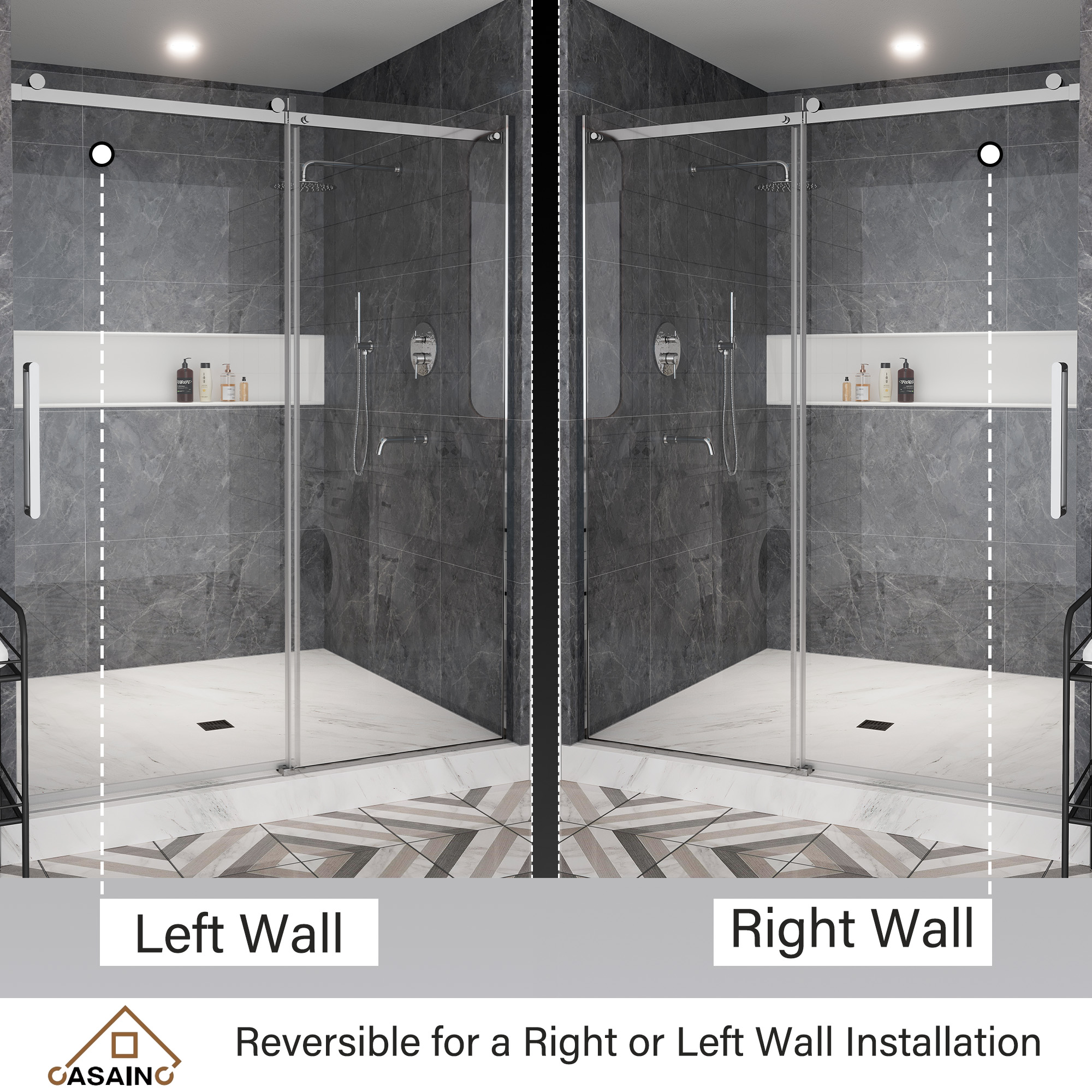 60"x76" Single Sliding Frameless Shower Door in Matte Black/Brushed Nickel/Chrome, Sleek Sliding Single Shower Enclosure Designed for Elegance