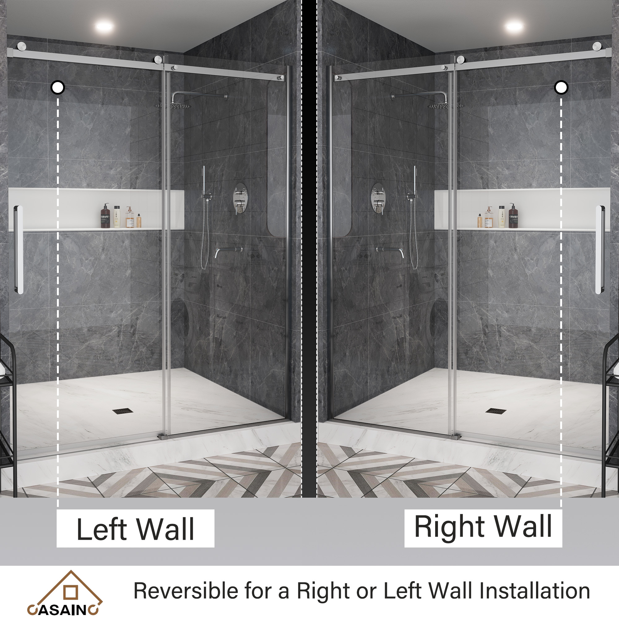 60"x76" Single Sliding Frameless Shower Door in Matte Black/Brushed Nickel/Chrome, Sleek Sliding Single Shower Enclosure Designed for Elegance