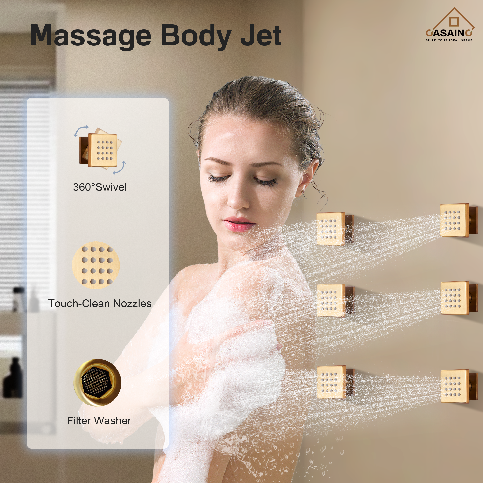 12" Ceiling Mount Rain Shower System with Handheld and Body Jets