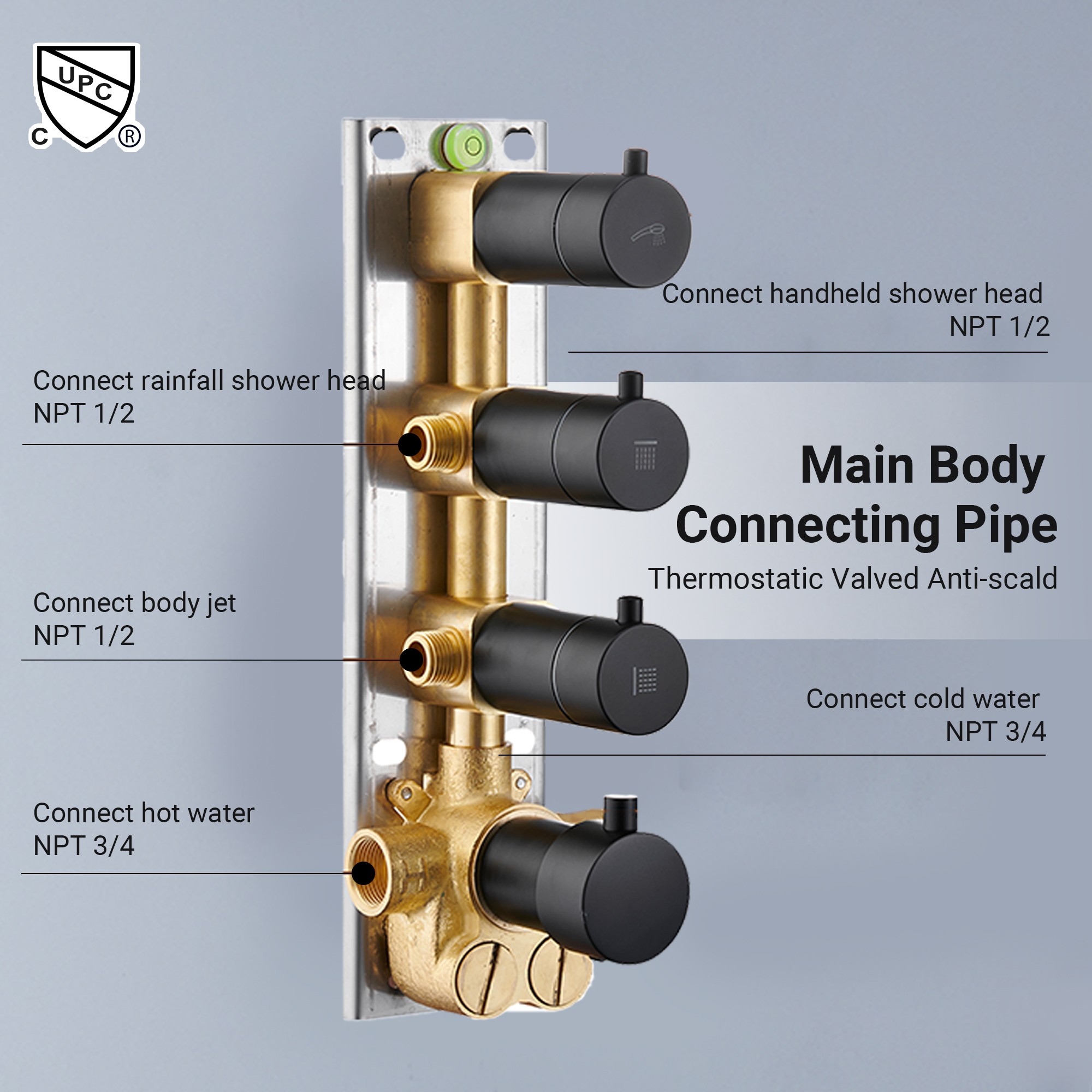20" Luxury 3-in-1 Shower System with Shower Handheld and Body Jets