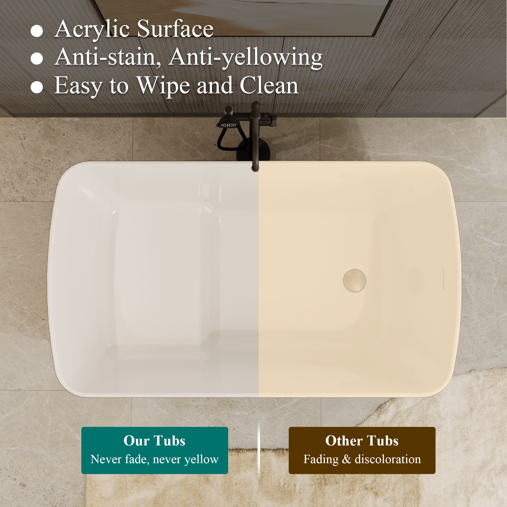 49" Acrylic Freestanding Japanese Soaking Bathtub with Sit-In Design