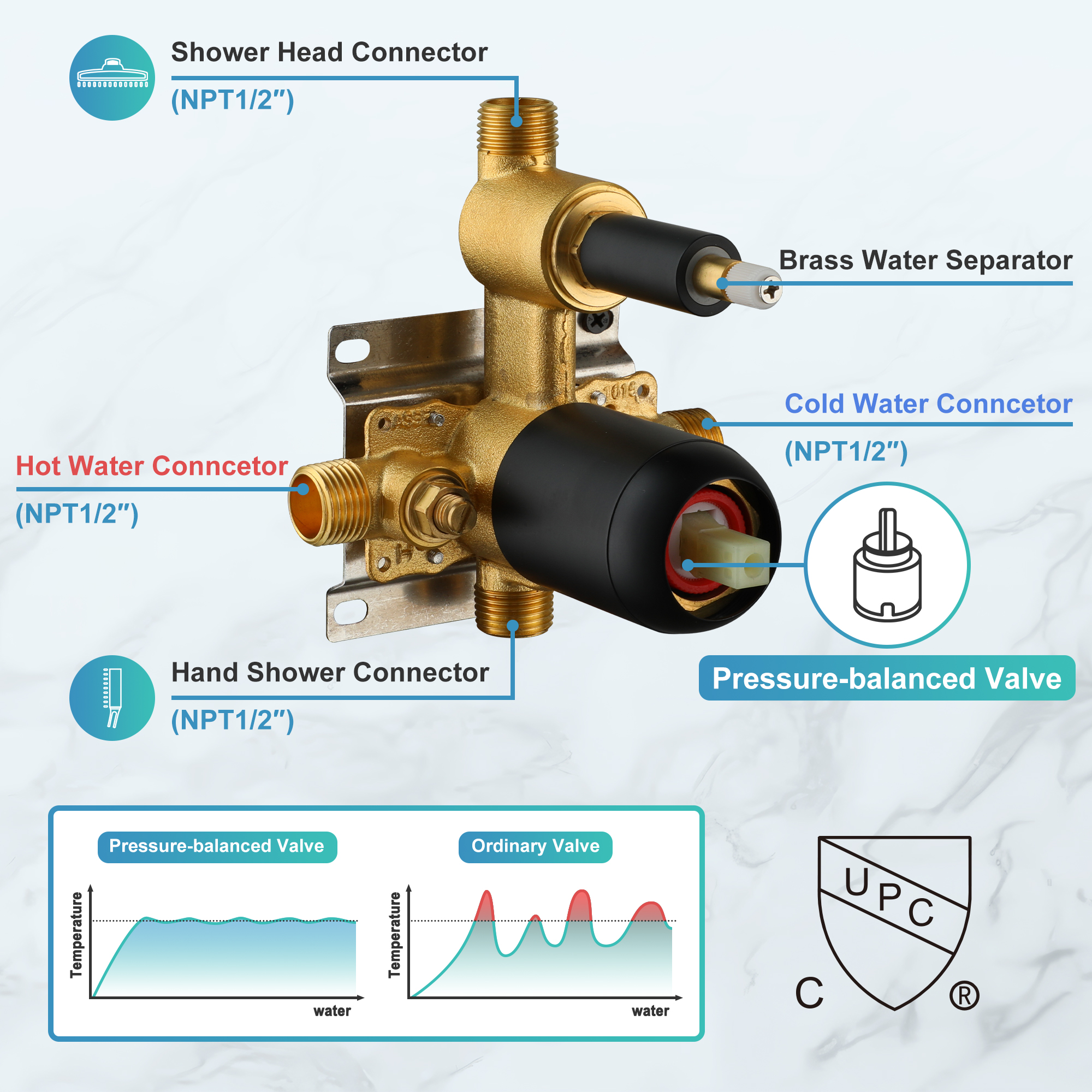 9-inch 2-Function Wall-Mounted Shower System with Handheld Shower
