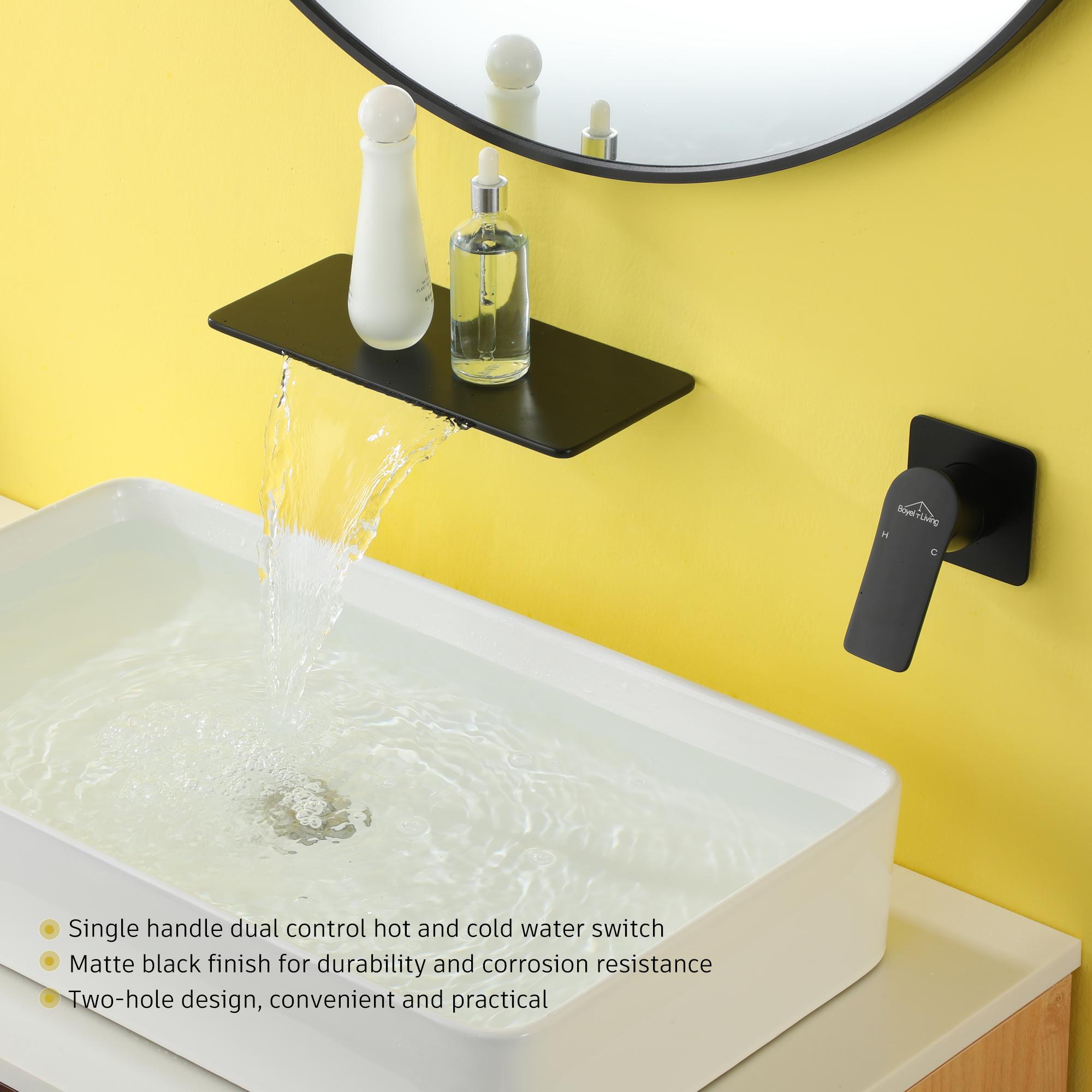 Wall Mounted Single Handle Solid Brass Lavatory Bathroom Faucet with Rough-In Valve