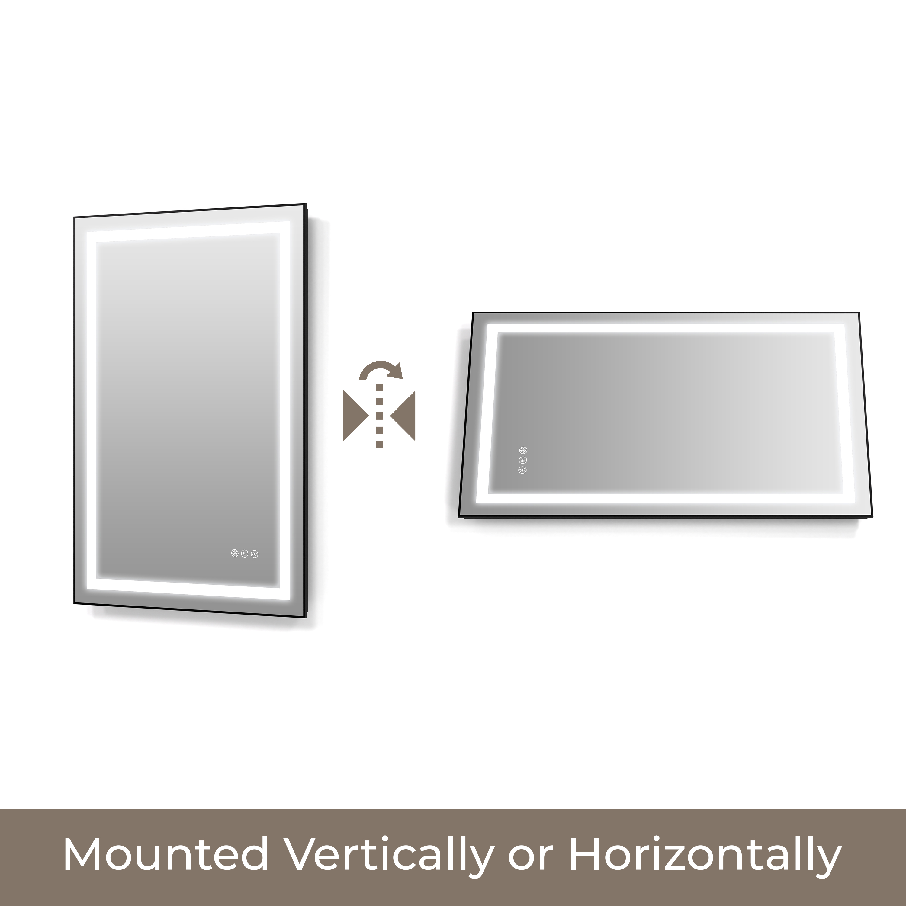 LED Bathroom Mirror with Black Aluminum Frame, Backlit & Front Lighting