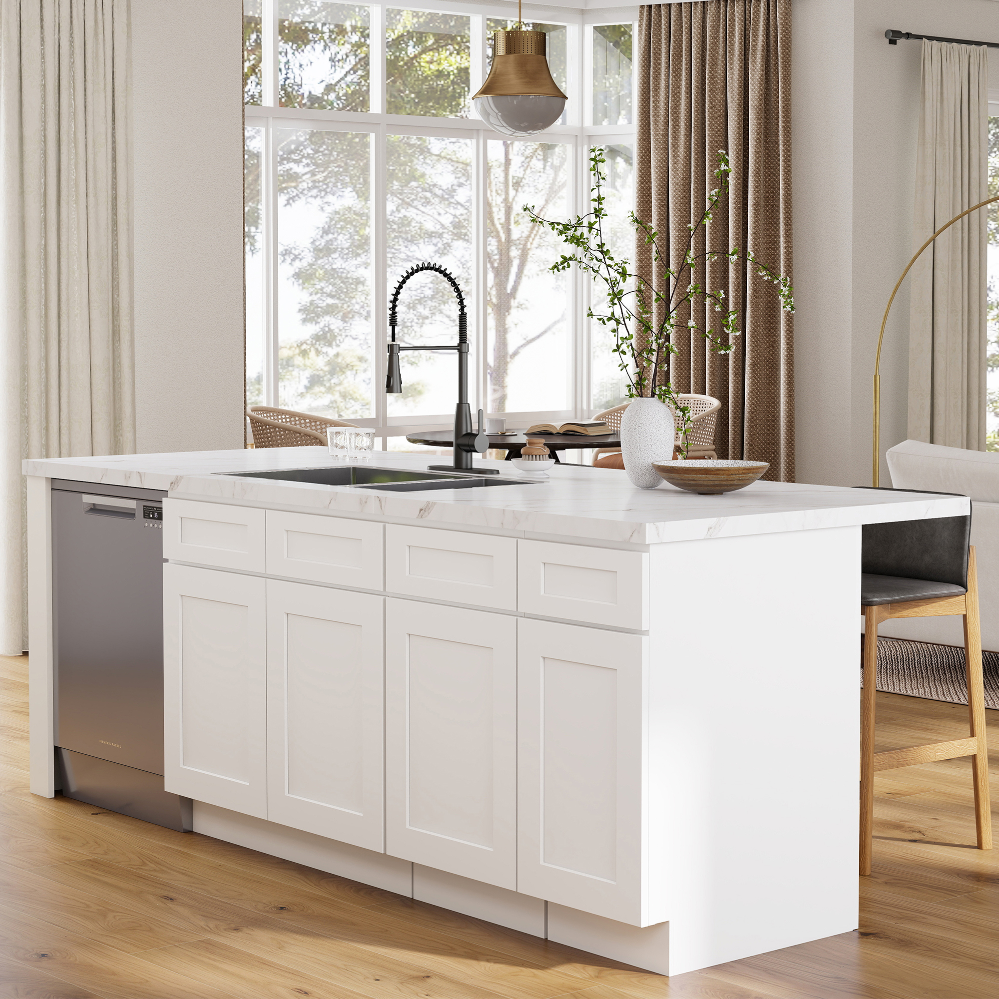 White Shaker RTA 18"W x 24"D x 34.5"H Base Cabinet with 1 Drawer and 1 Door