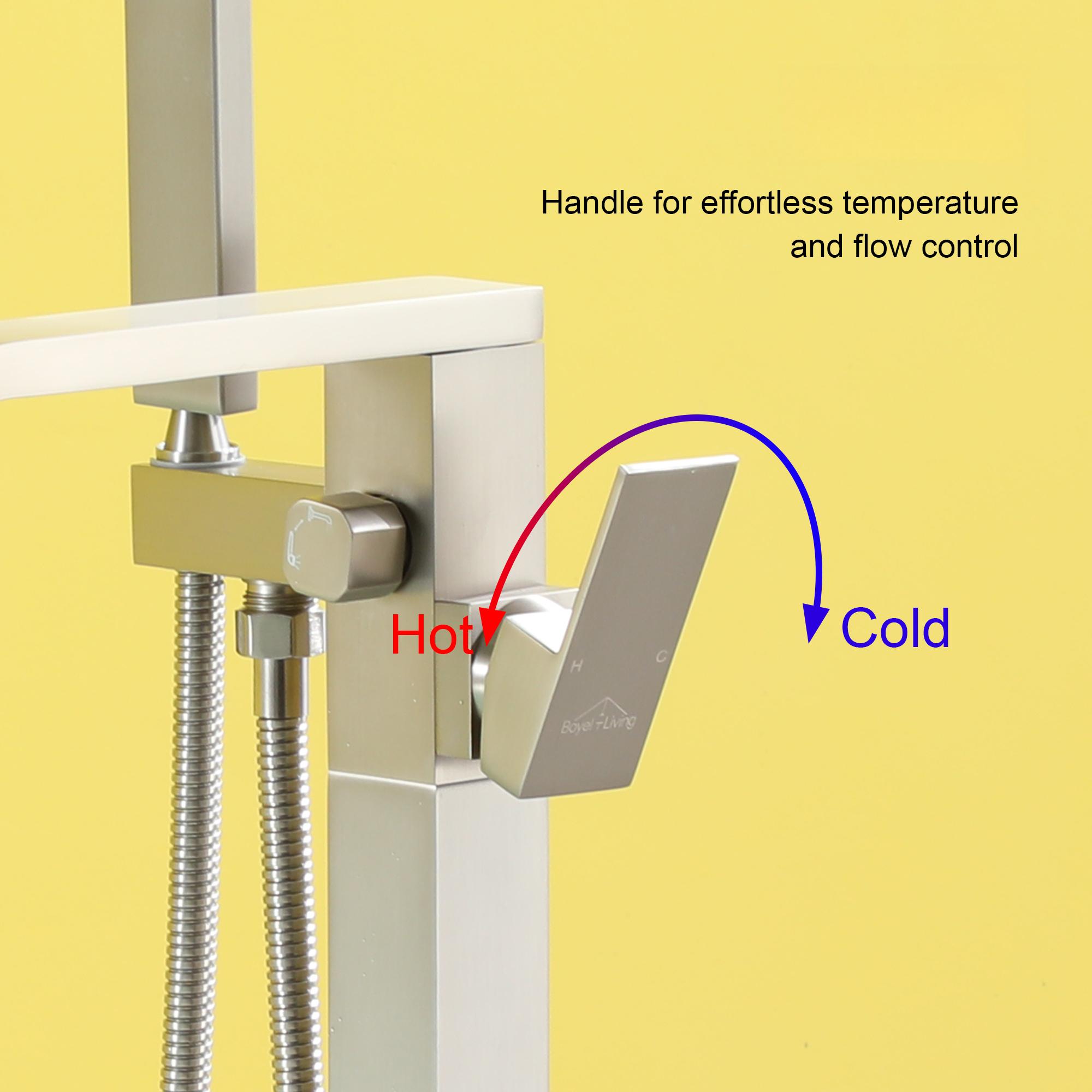 Solid Brass Freestanding Tub Filler Faucet with Handheld Shower