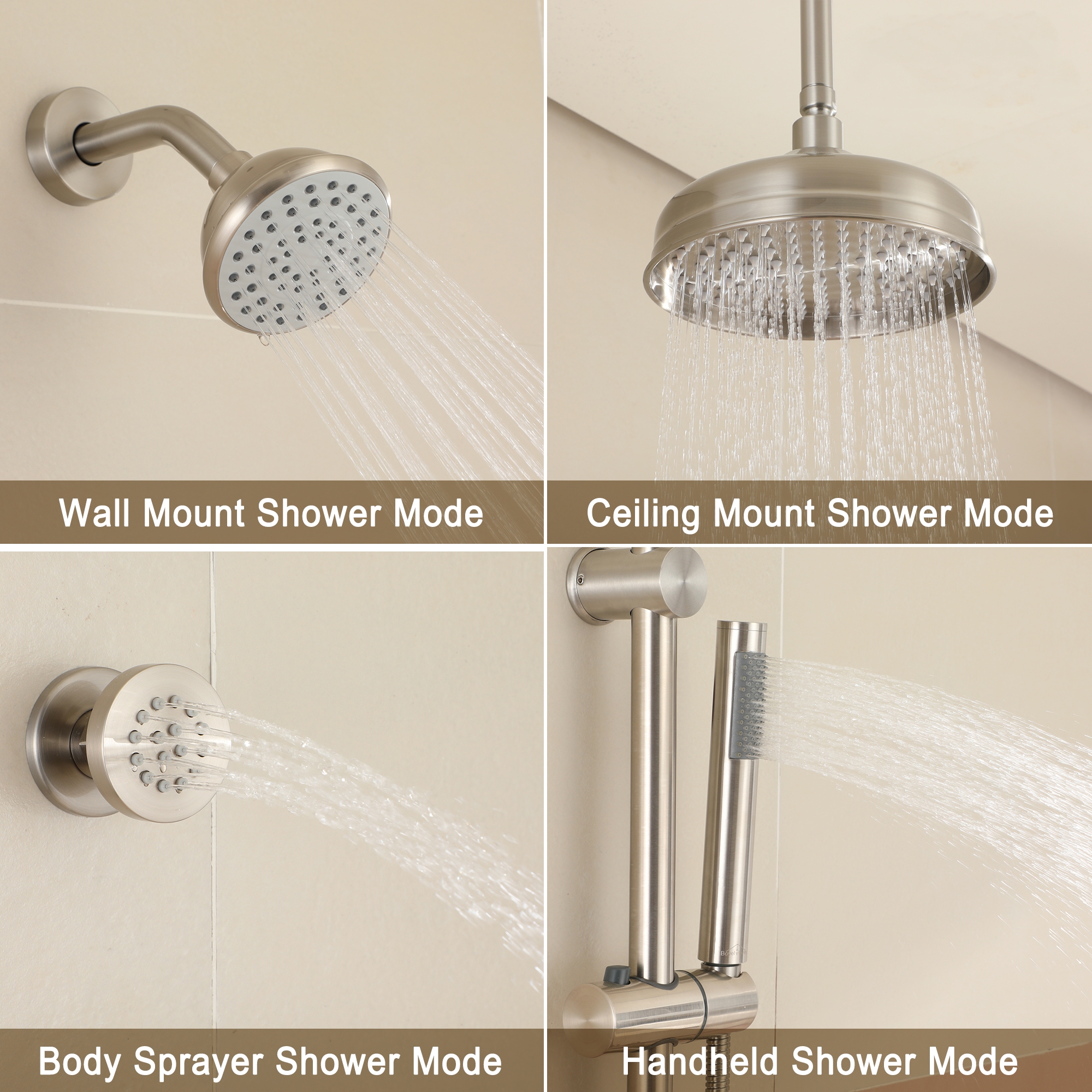 8-inch Dual Shower Head System with 4 Body Jets & Slide Bar