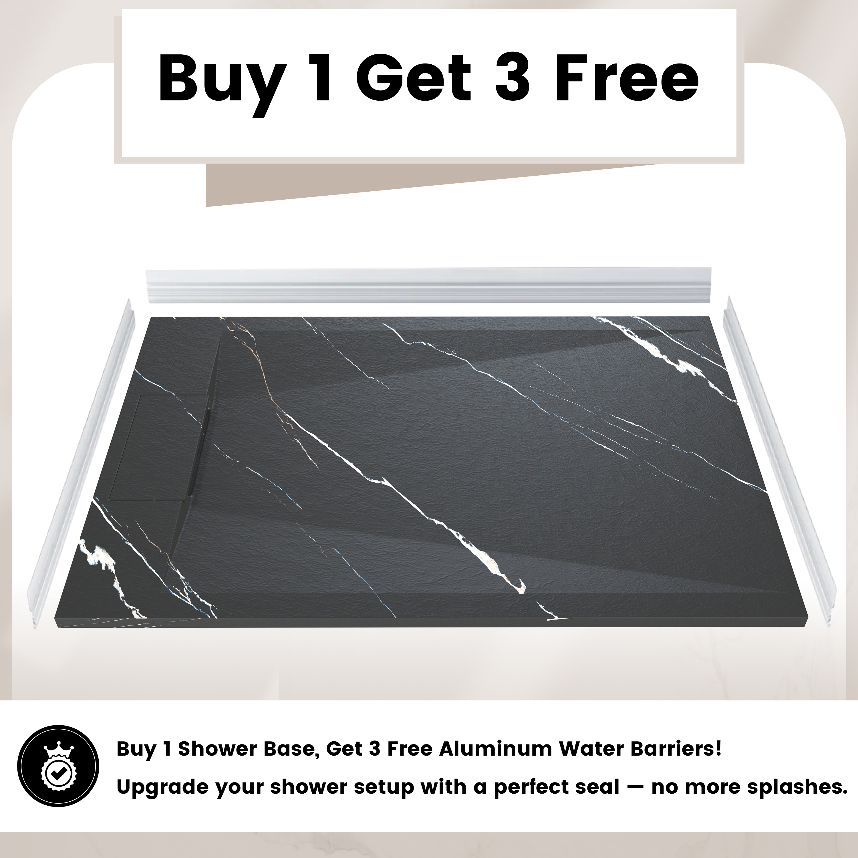 European-Style SMC Shower Base with Low-Entry & Wheelchair Accessible