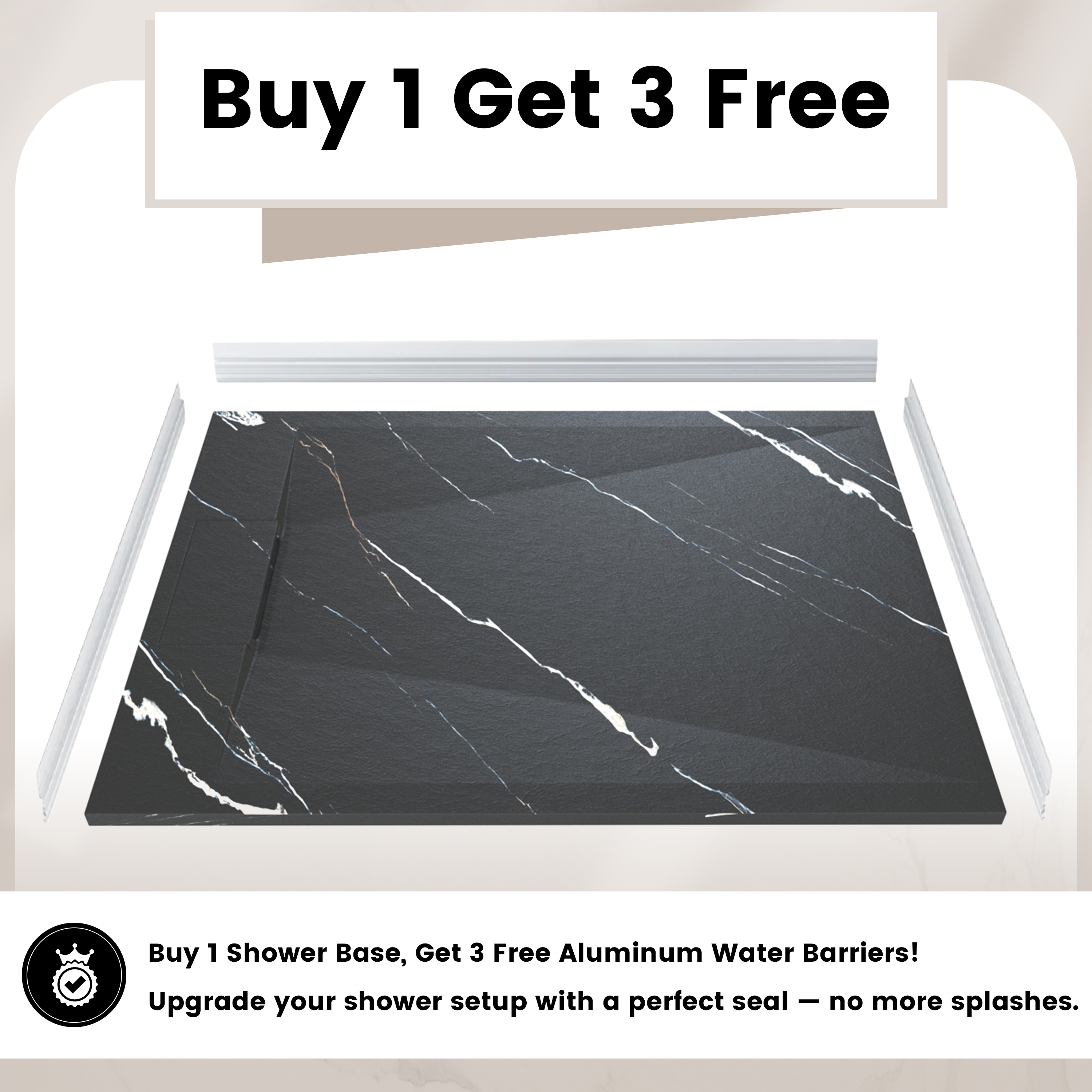 European-Style SMC Shower Base with Low-Entry & Wheelchair Accessible