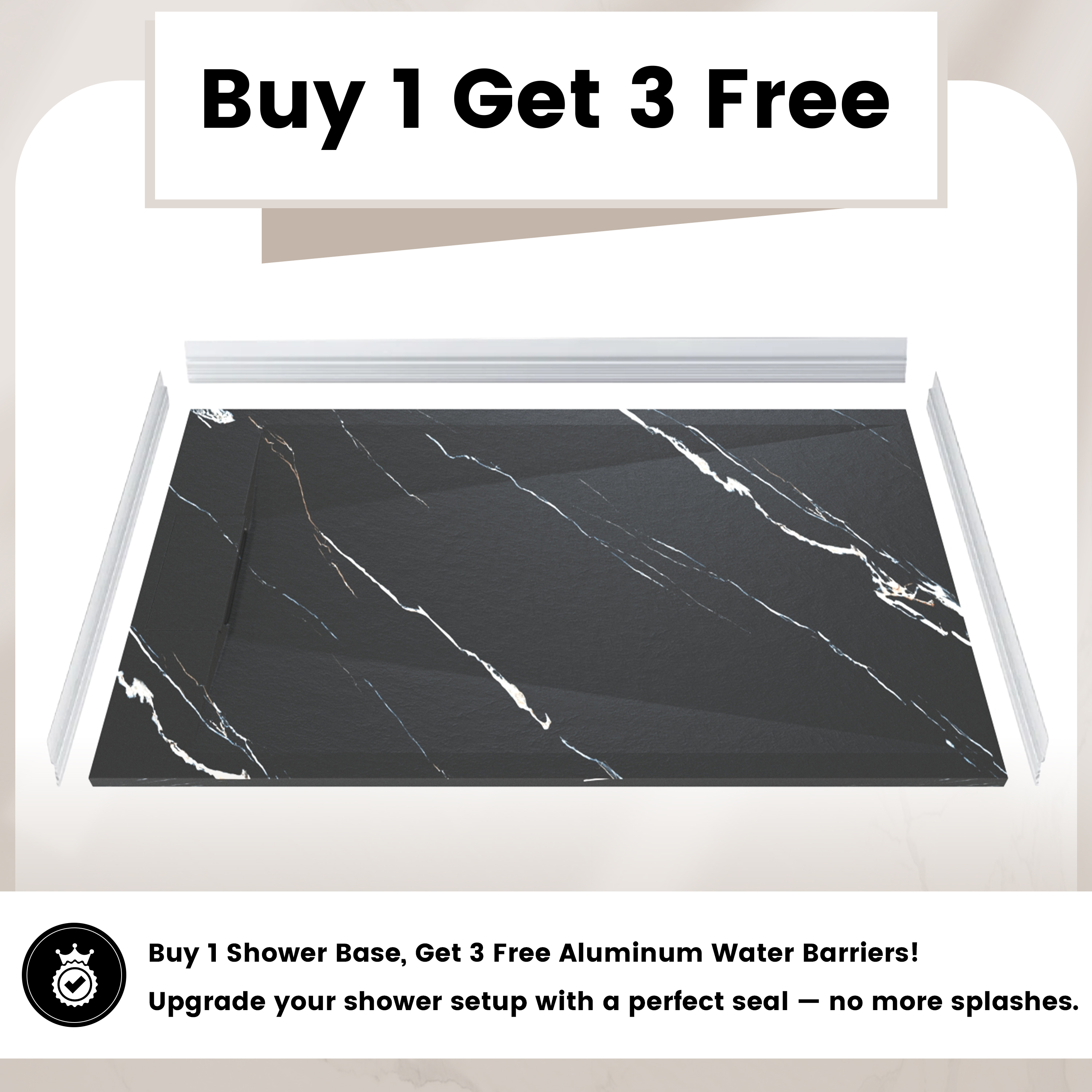 European-Style SMC Shower Base with Low-Entry & Wheelchair Accessible