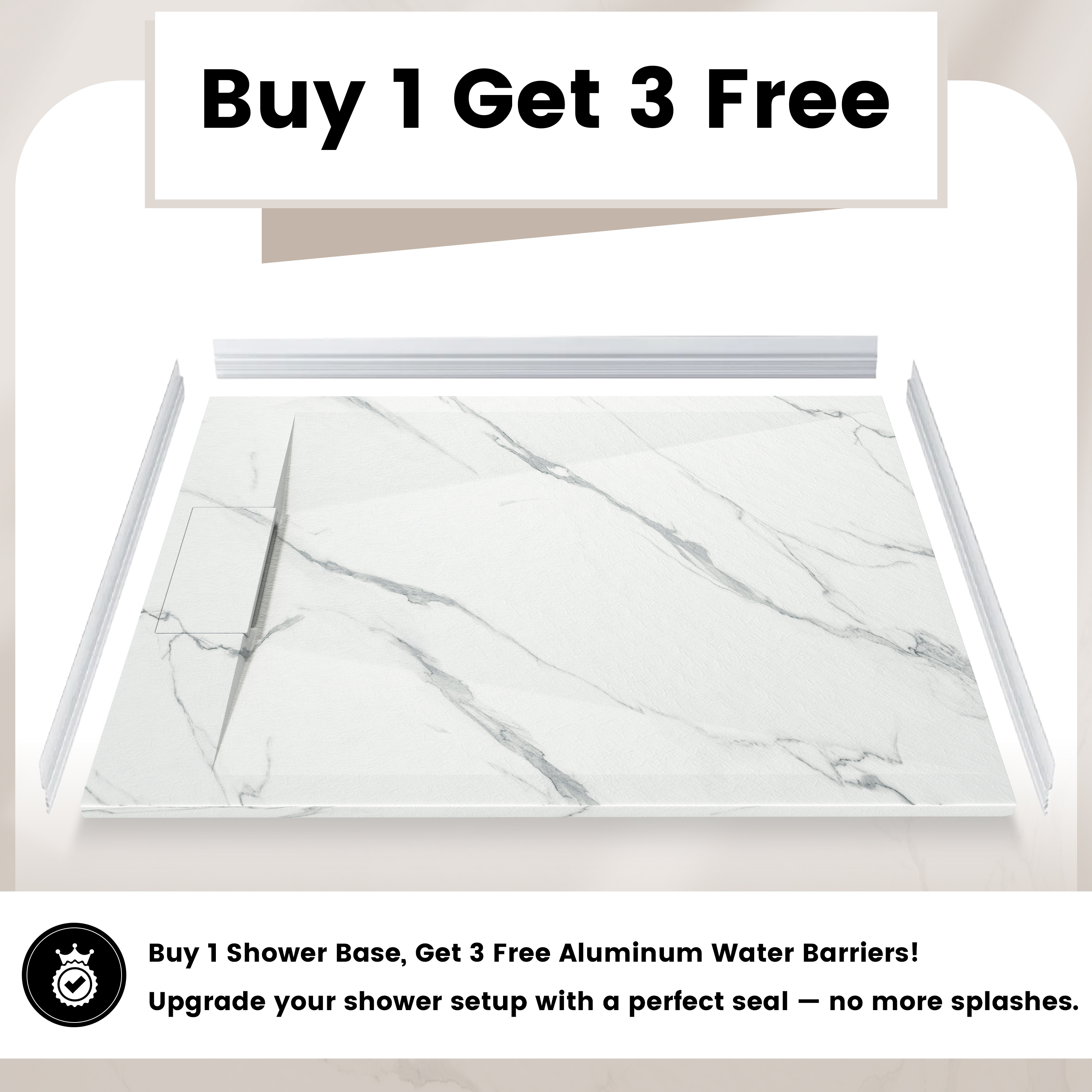 European-Style SMC Shower Base with Low-Entry & Wheelchair Accessible