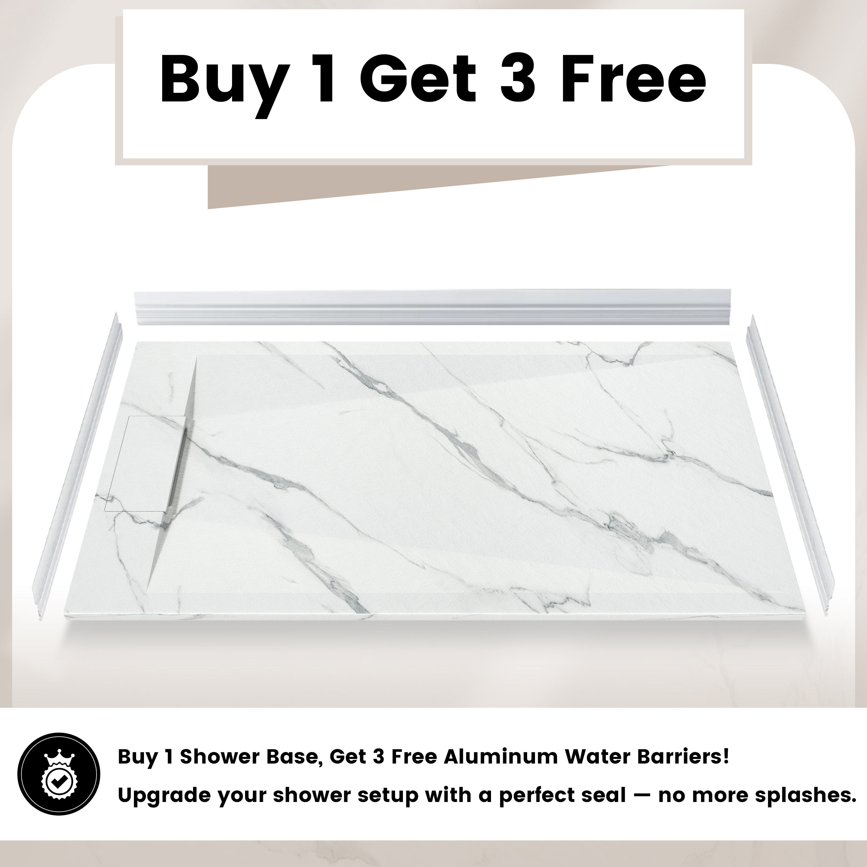 European-Style SMC Shower Base with Low-Entry & Wheelchair Accessible