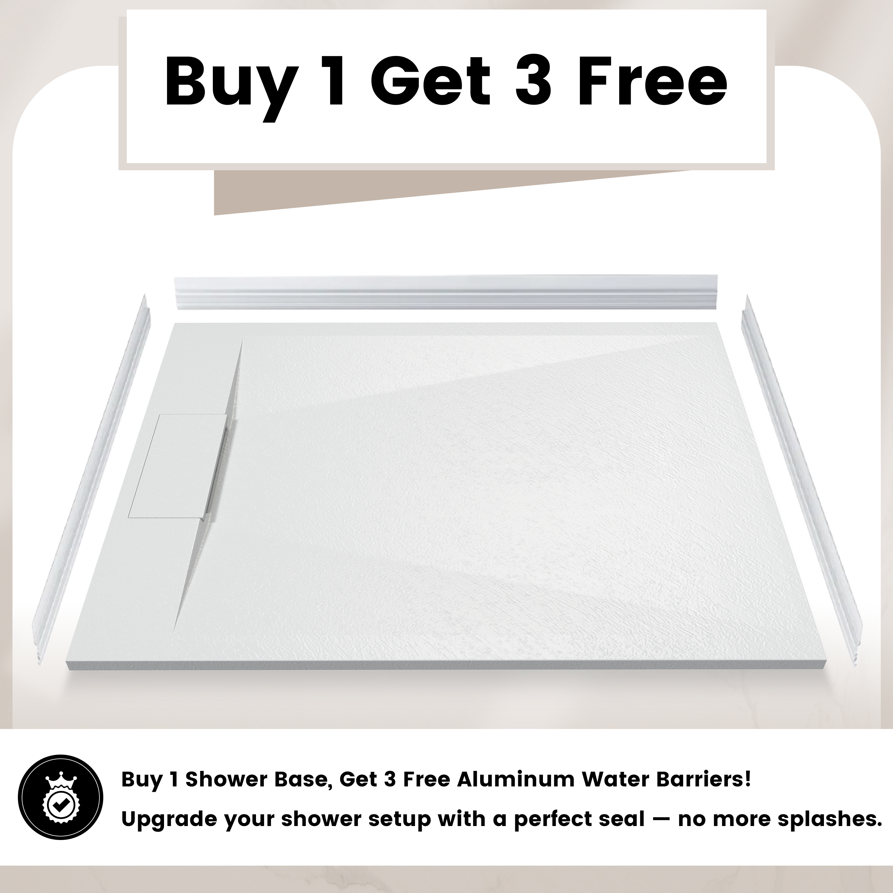 European-Style SMC Shower Base with Anti-Slip Design in Black or White