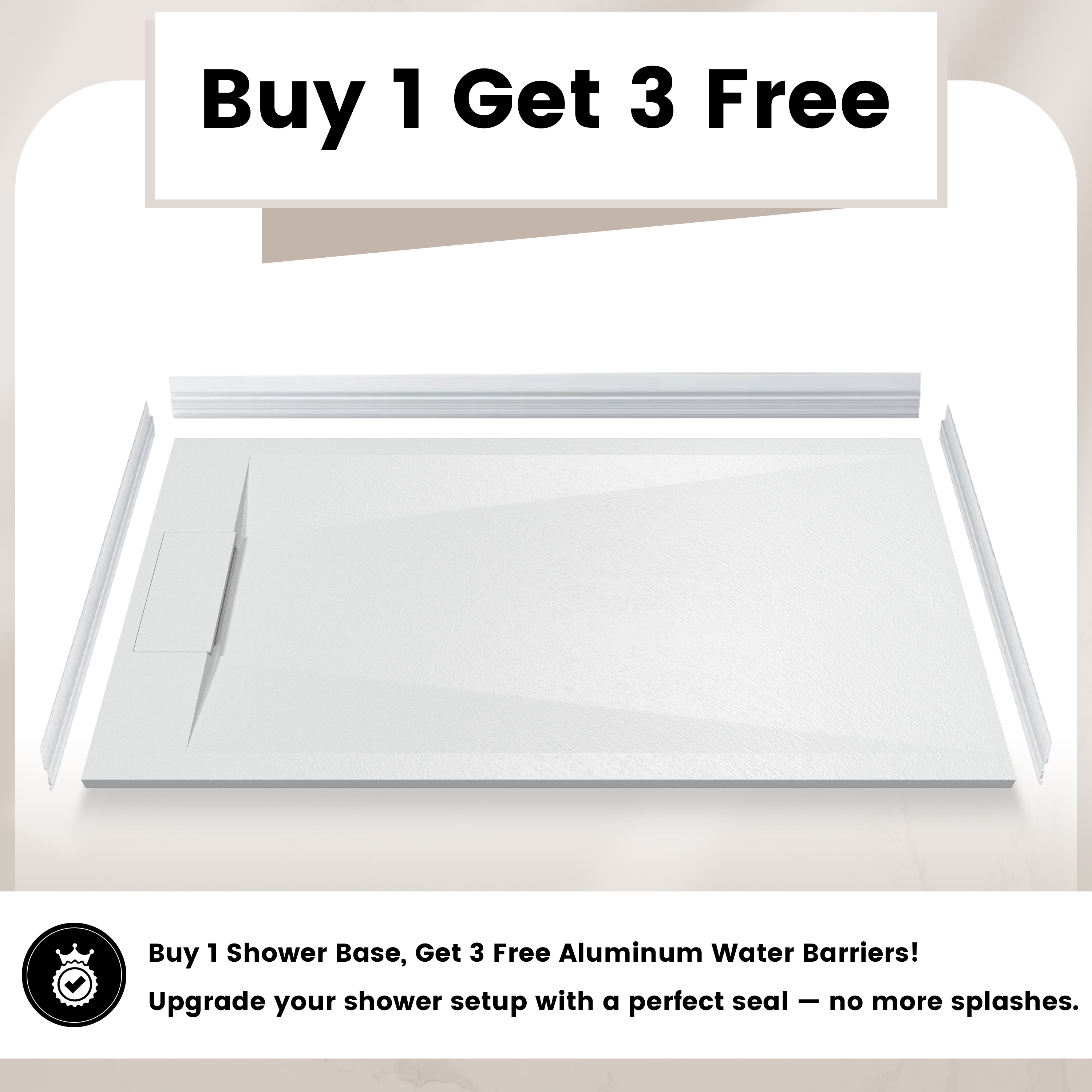 European-Style SMC Shower Base with Anti-Slip Design in Black or White