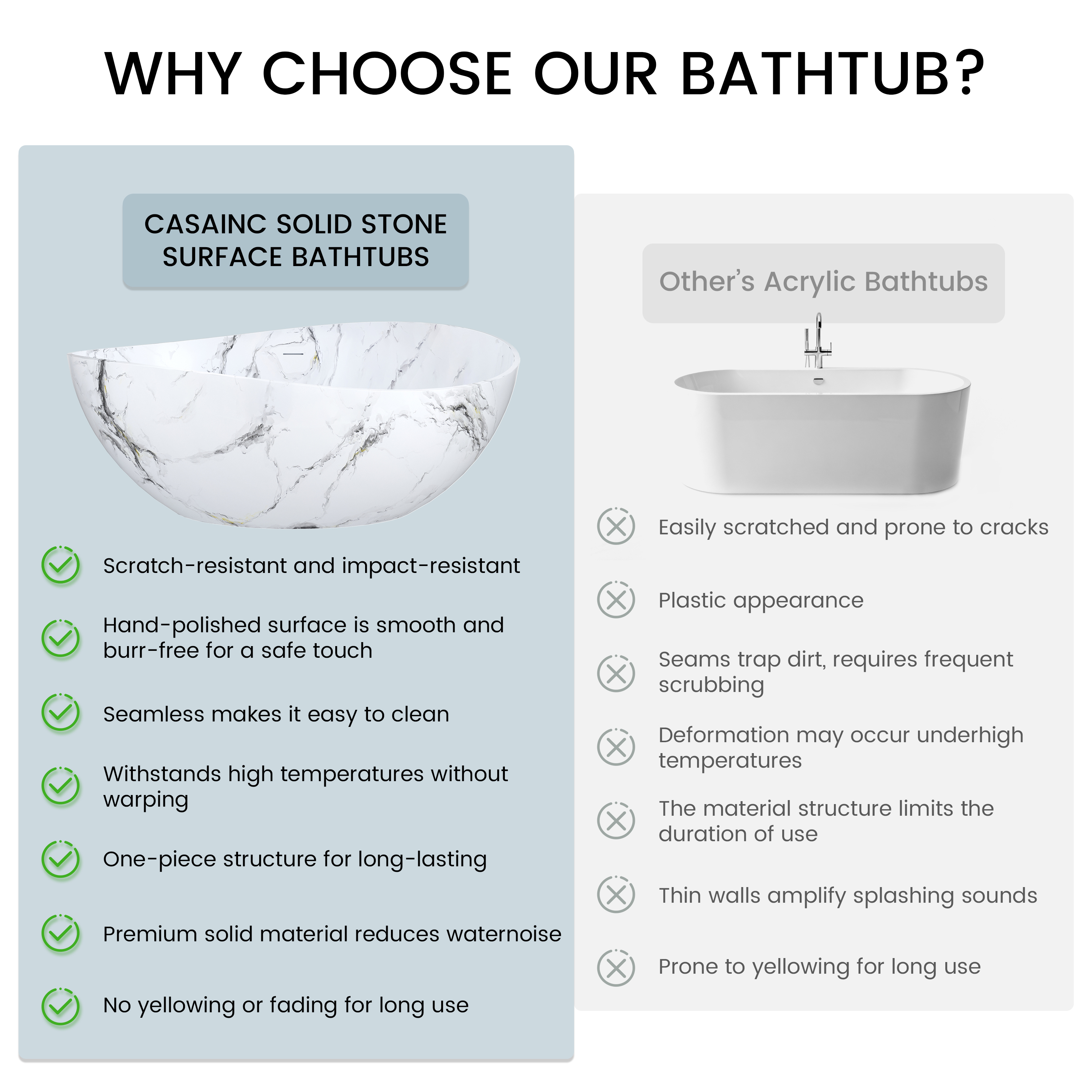 63" Artistic Marble Sculptural Solid Surface Freestanding Soaking Bathtub