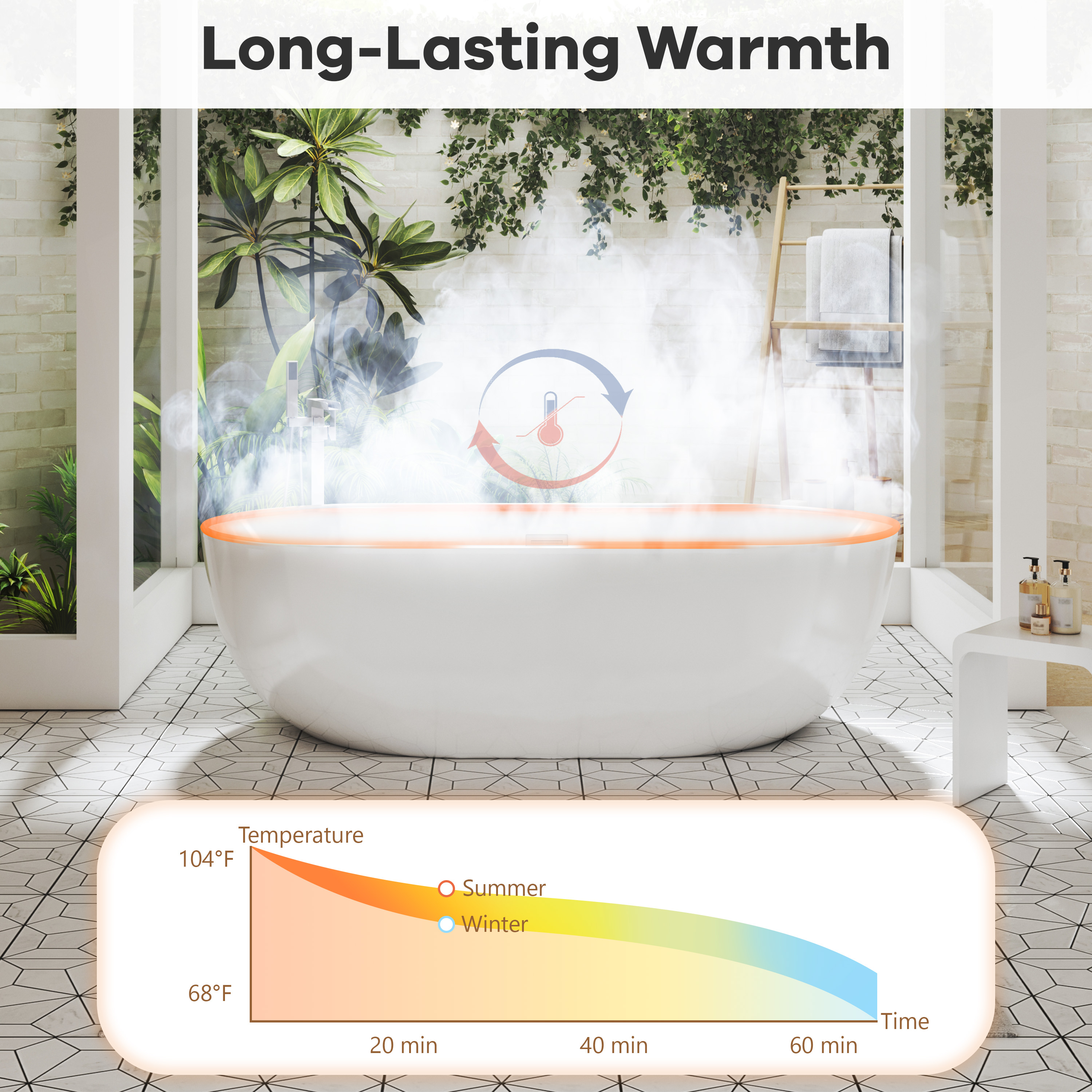 67" Whirlpool and Air Massage Bathtub with Adjustable Air Blower, 6 Hydro Jets & 8 Bubble Jets