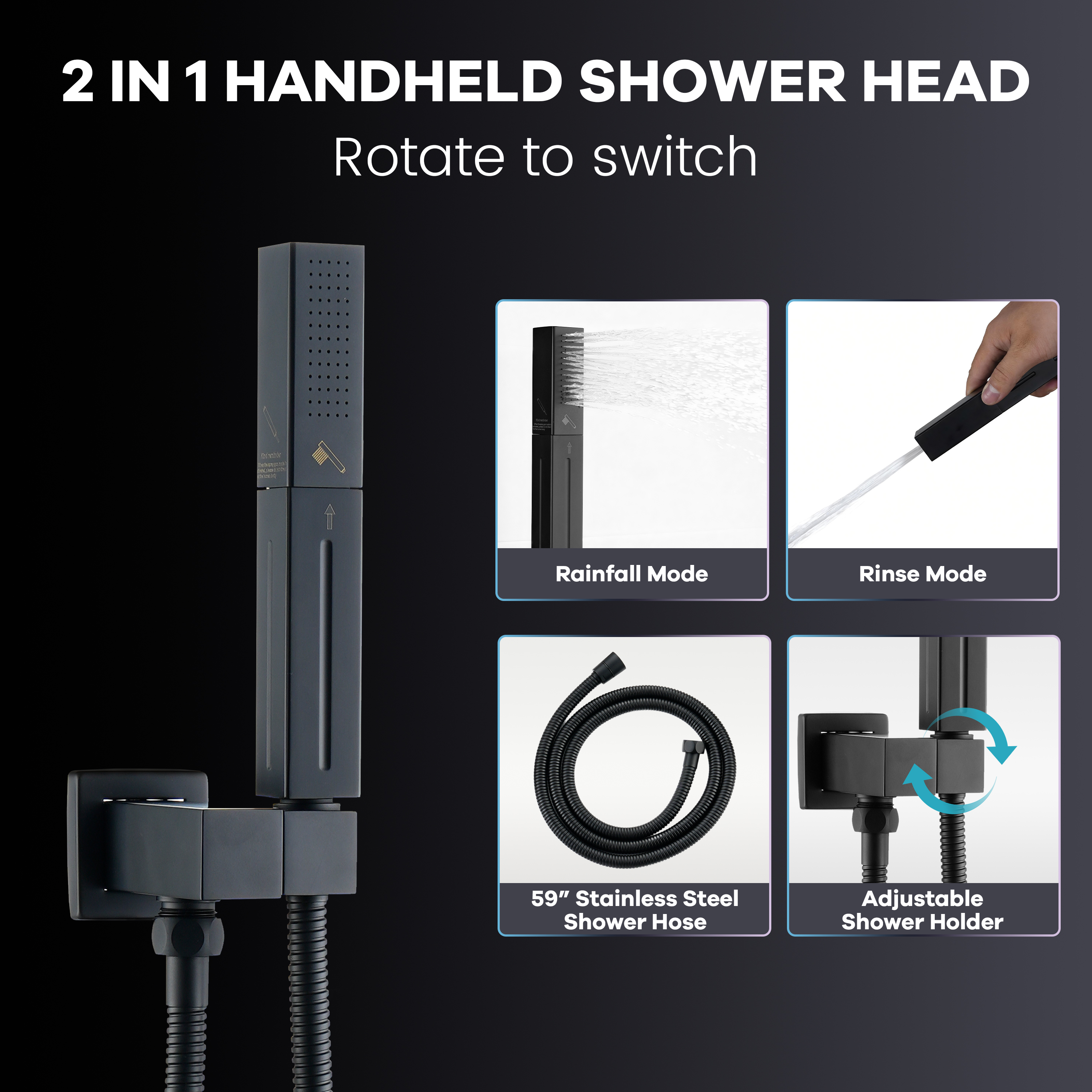12-inch 4-Function Thermostatic Shower System with Handheld Shower