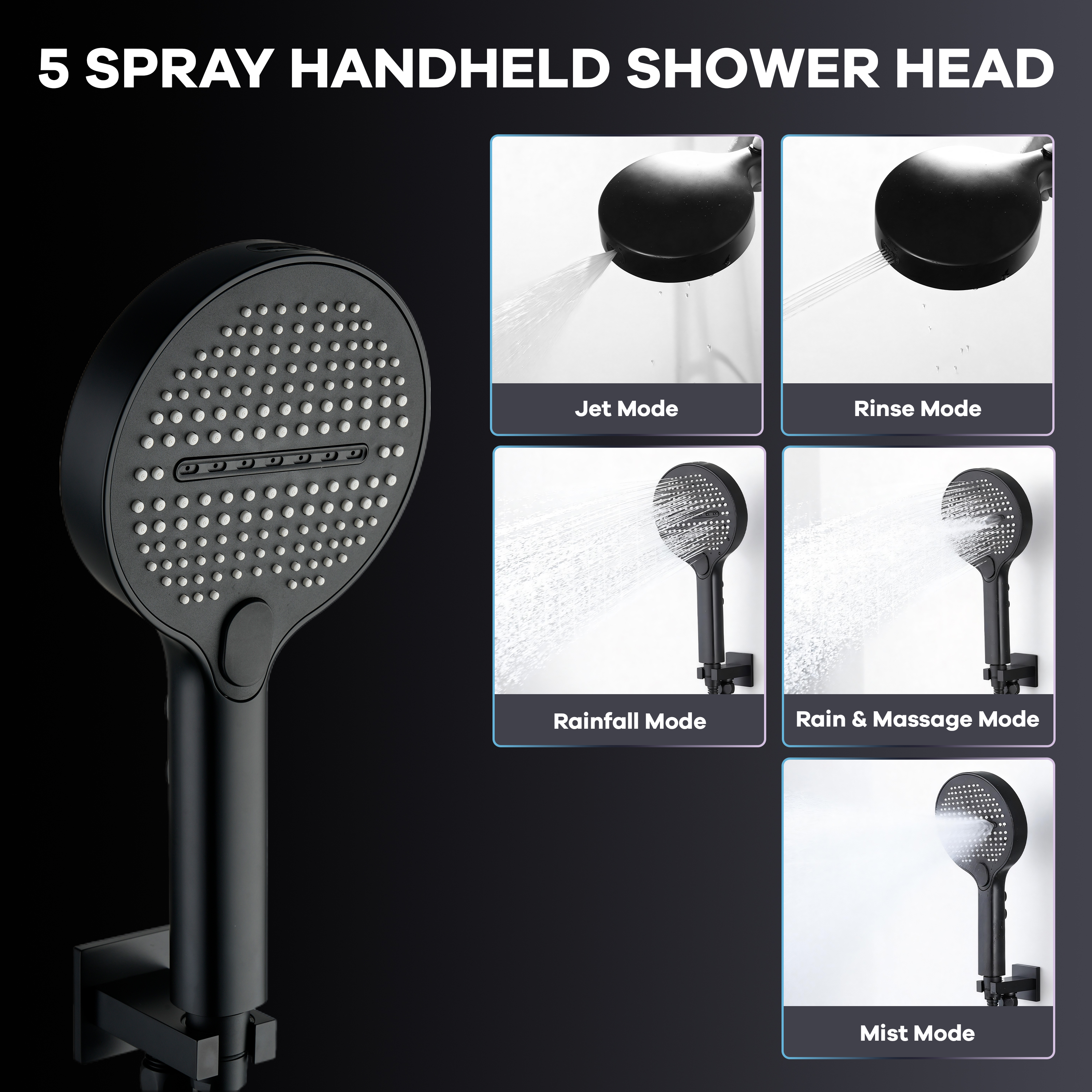 12-inch 4-Function Thermostatic Shower System with Digital Display & Body Jet