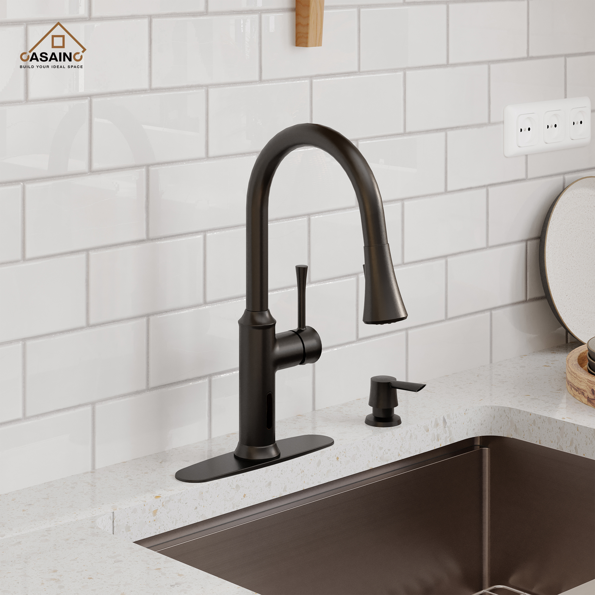 Smart Voice-Controlled Kitchen Faucet with Pull Down Sprayer and Touchless Technology