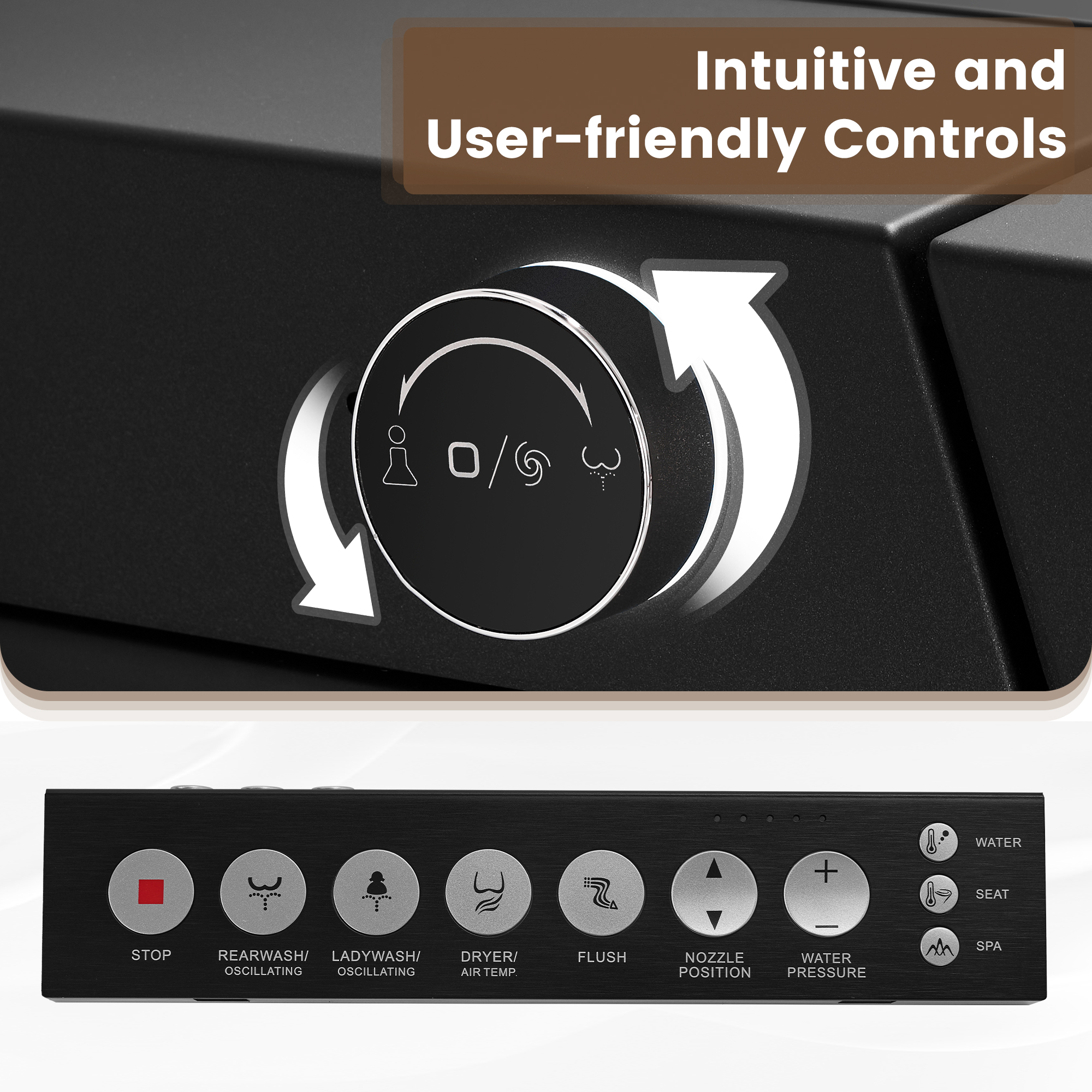 Square Smart Bidet Toilet with Heated Seat and Radar Sensor Lid