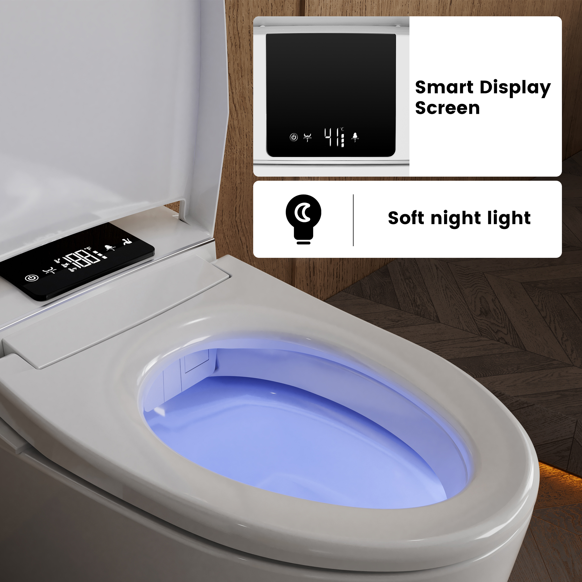 LED Display Screen Smart Toilet with Heated Seat & UV Sterilization