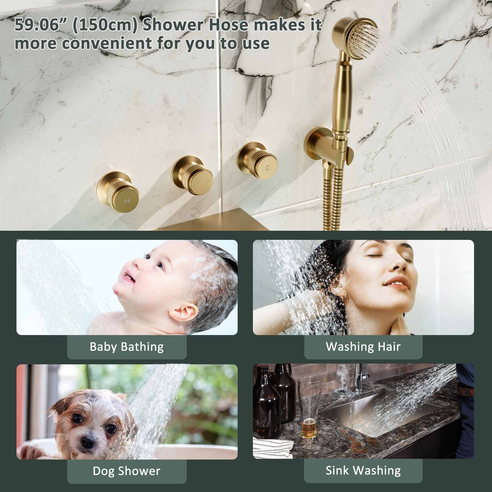 Wall-Mounted Waterfall Bathtub Faucet with Handheld Shower