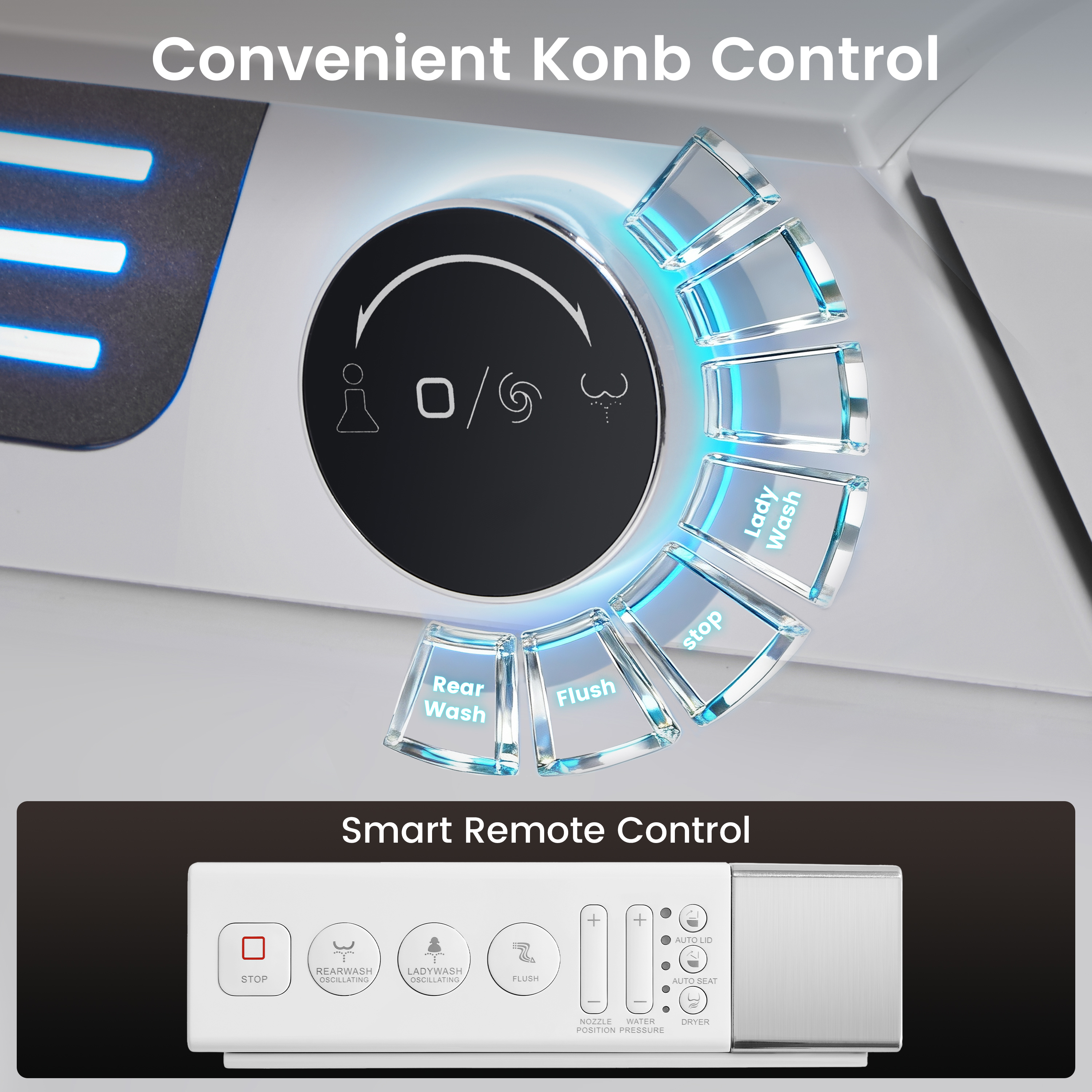 Modern Antibacterial Ceramic Smart Toilet with Side Ambient Lighting