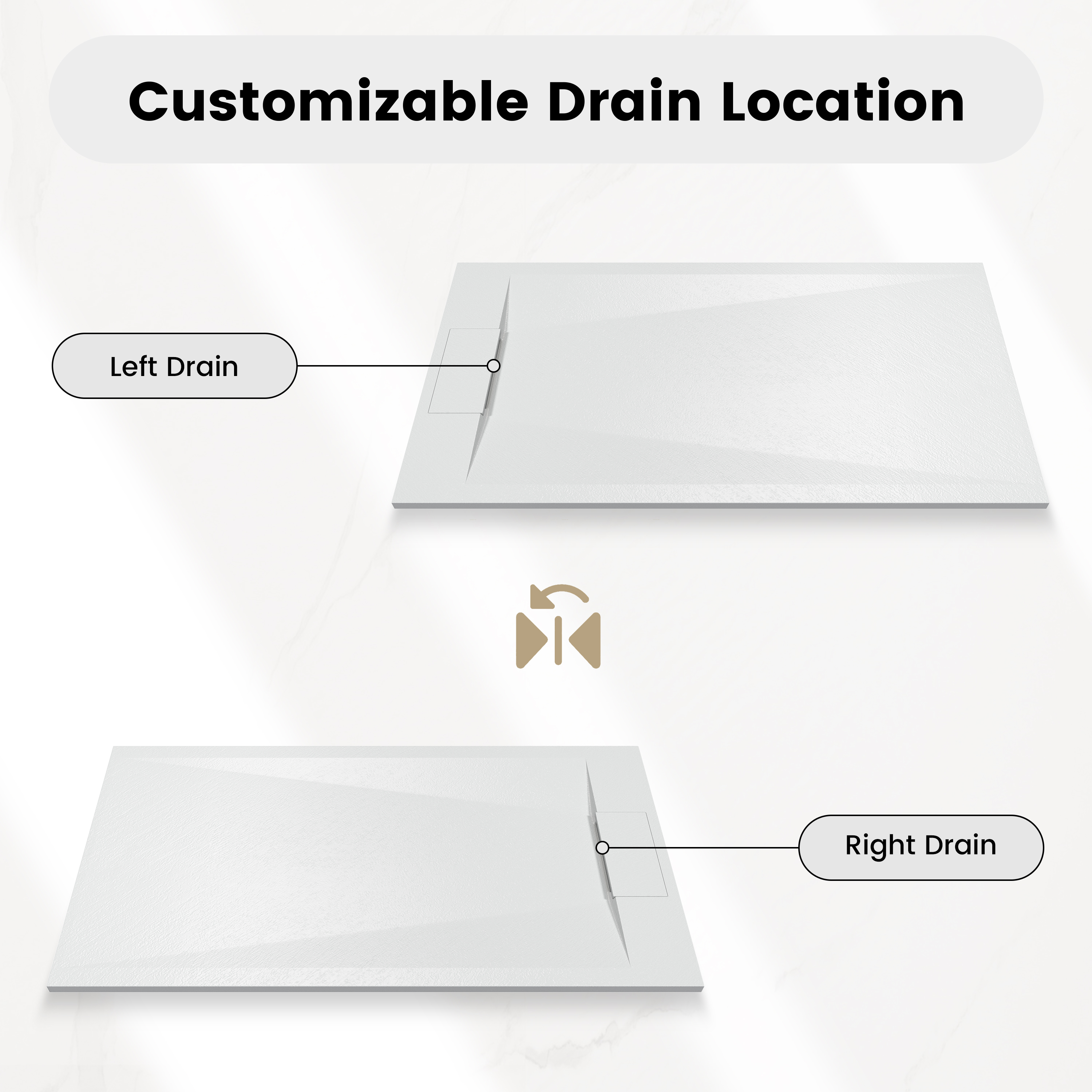 European-Style SMC Shower Base with Anti-Slip Design in Black or White