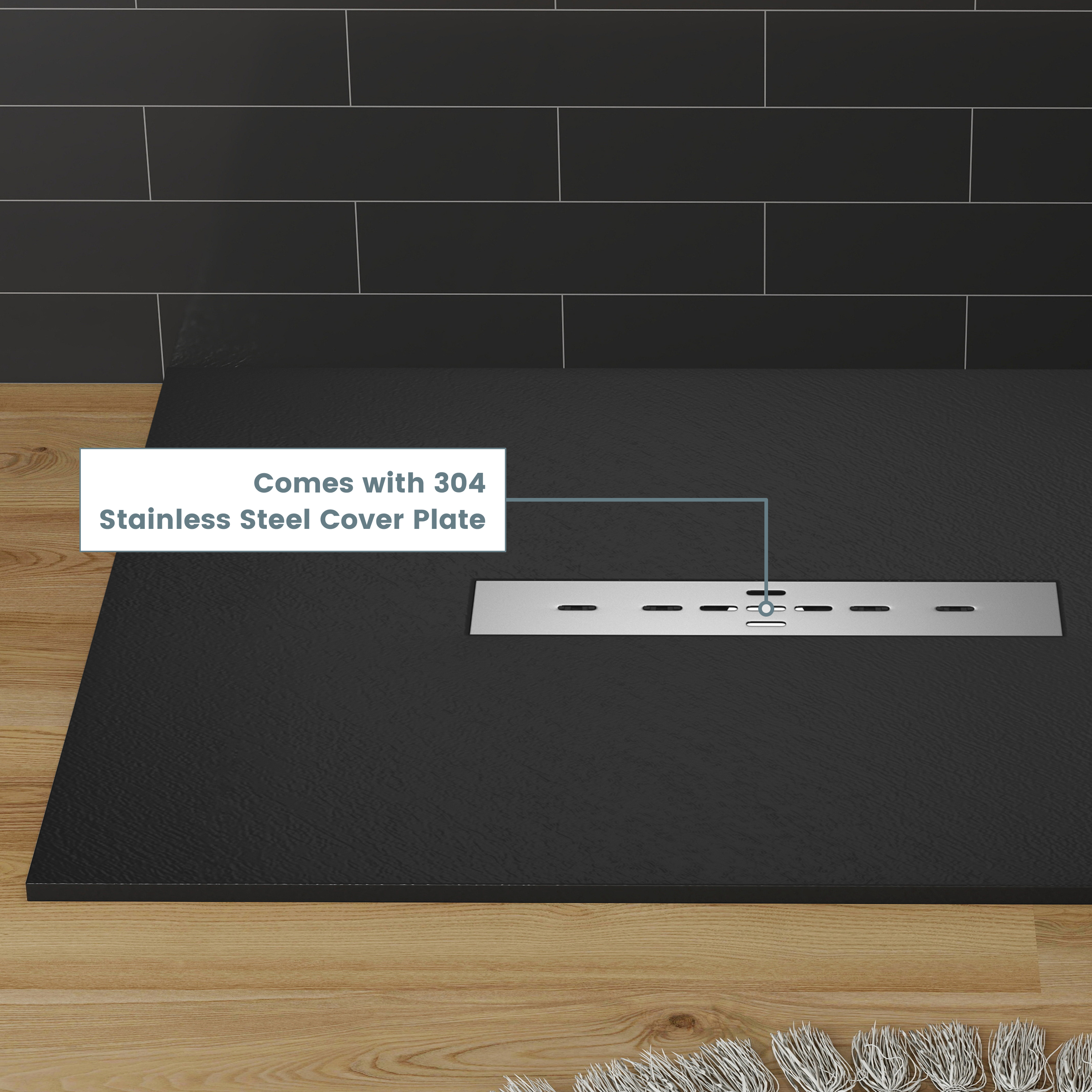 Durable SMC Composite Shower Base Pan with Center Drain in Black & White