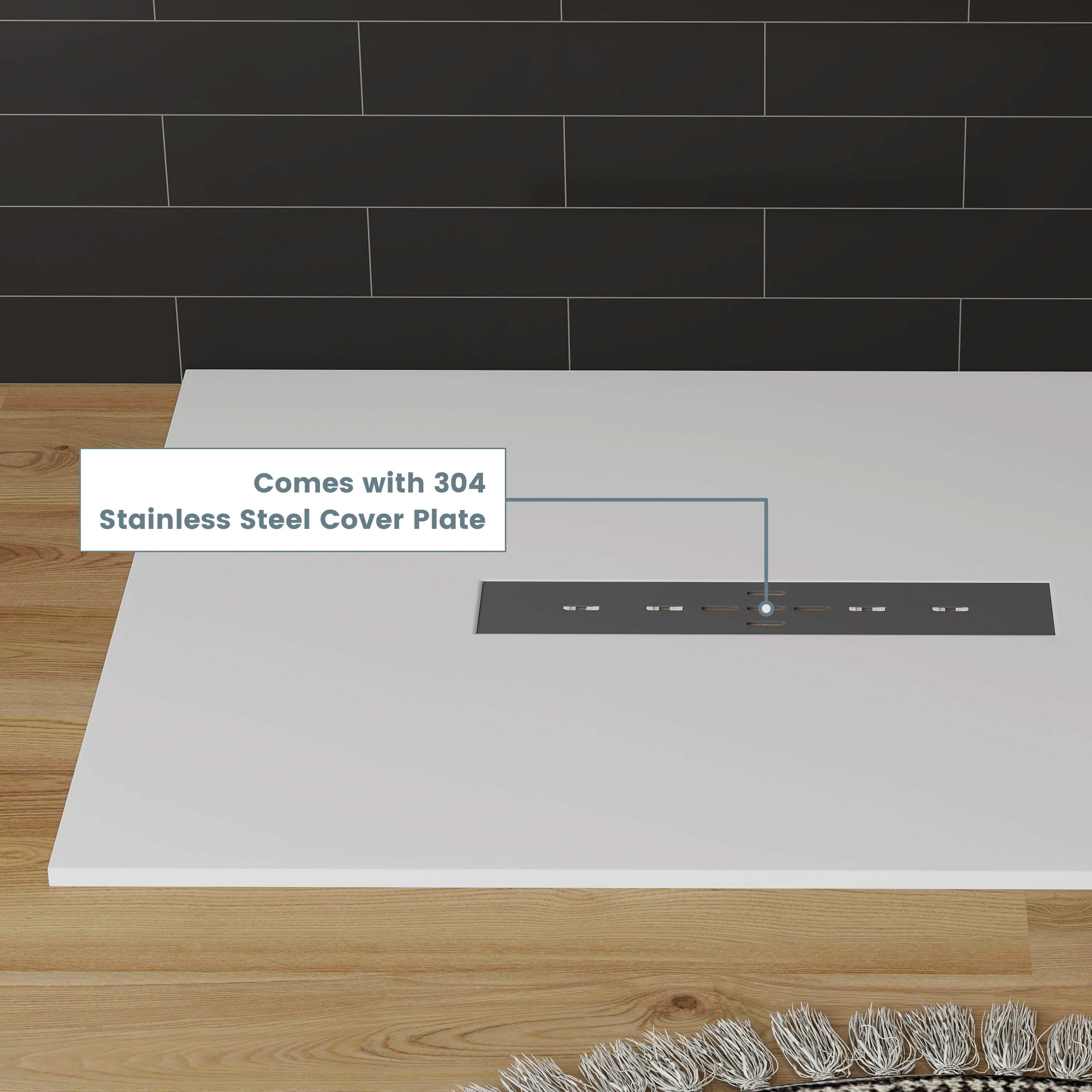 Durable SMC Composite Shower Base Pan with Center Drain in Black & White