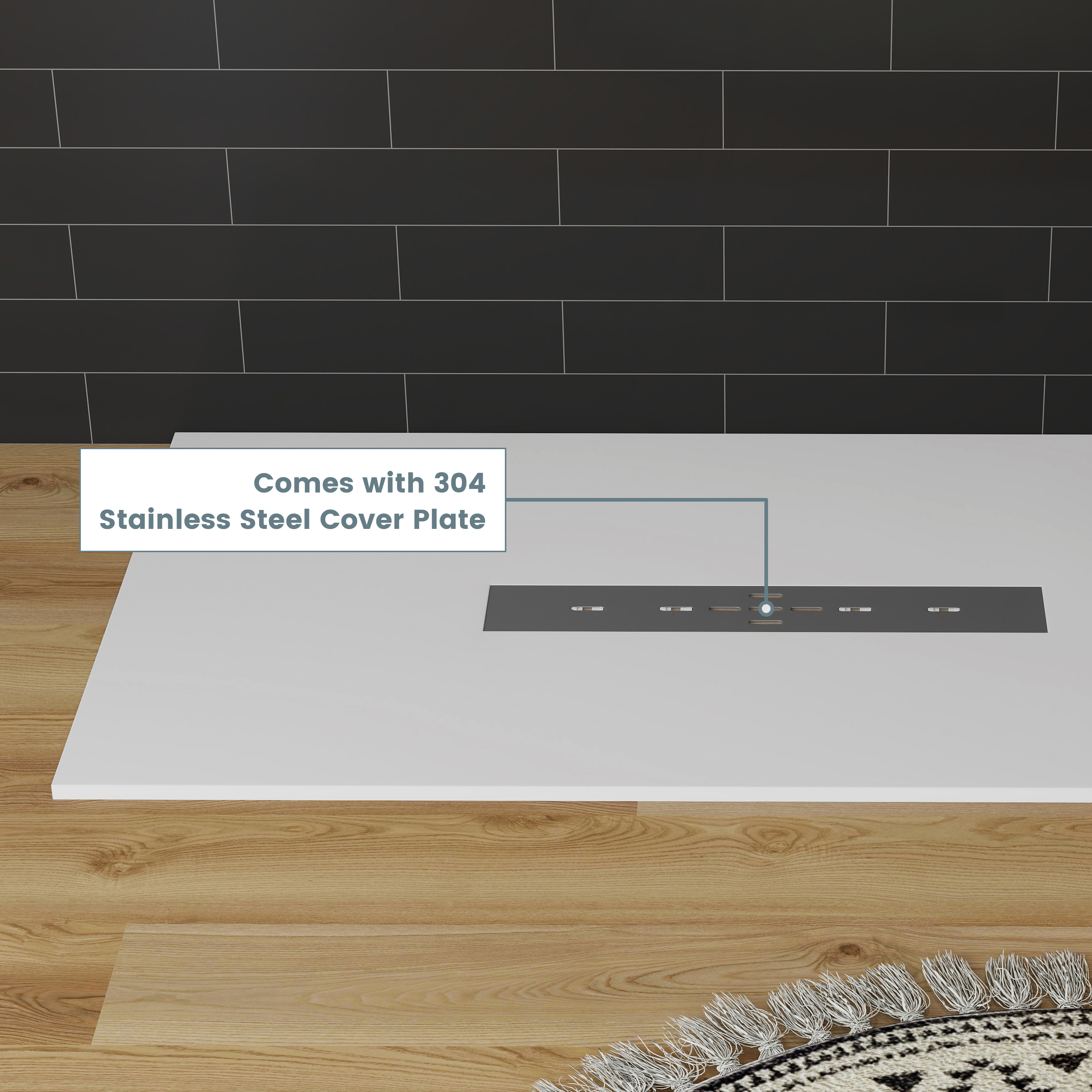 Durable SMC Composite Shower Base Pan with Center Drain in Black & White