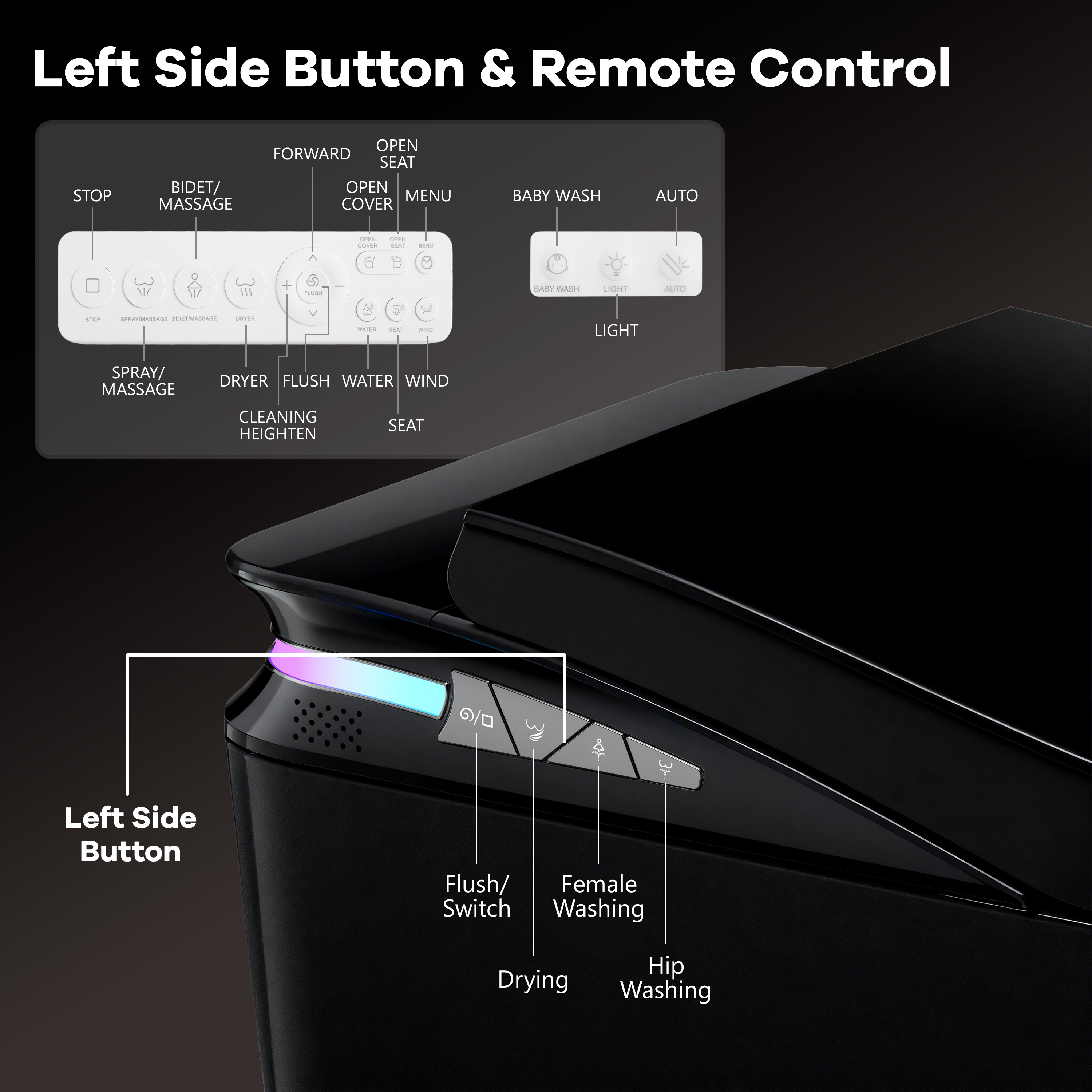 One-Piece Chair Height Elongated Smart Bidet Toilet with Auto Lid, Foam Shield Protection & Dual Flush