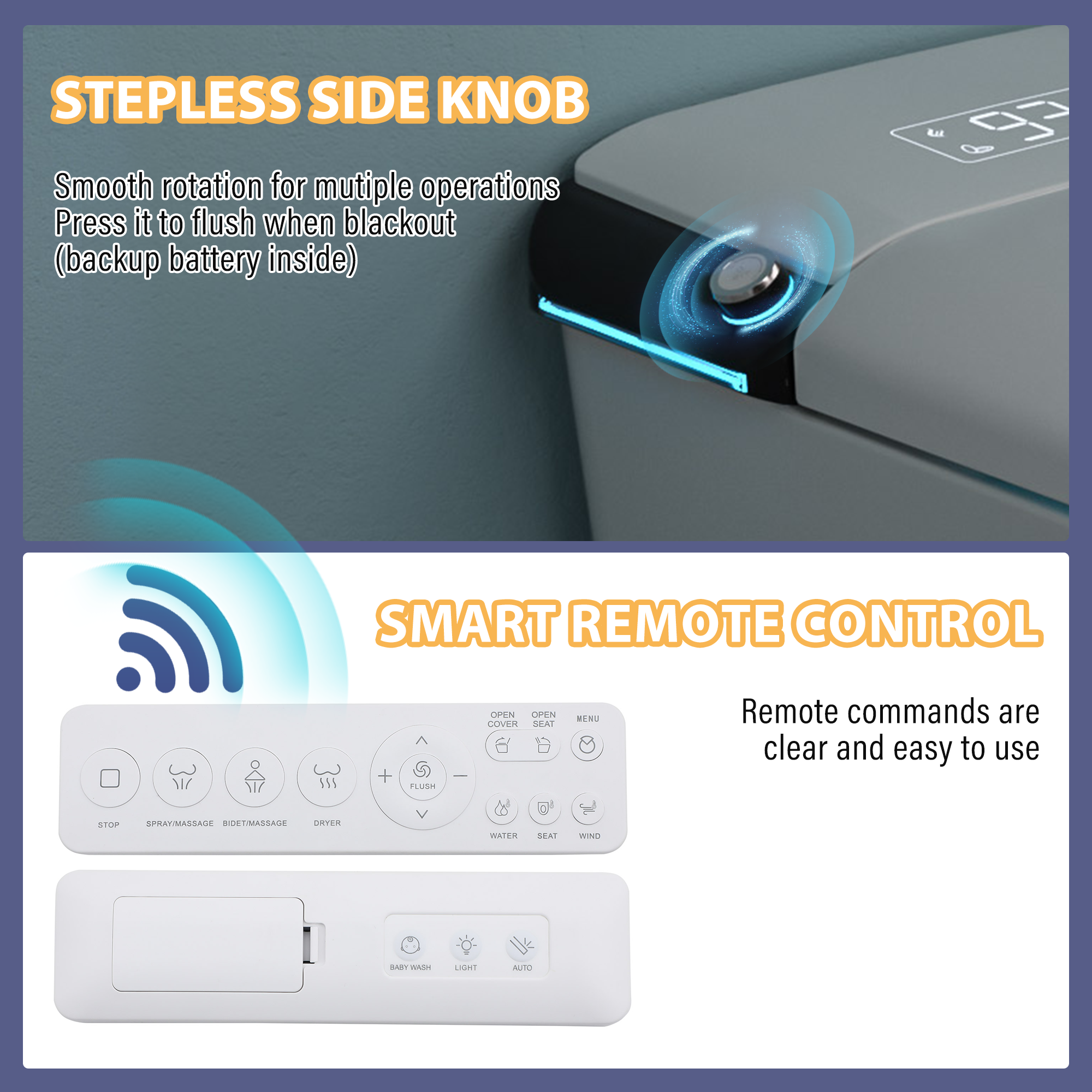 White Electric Smart Bidet Toilet with Foot Sensor Flush 1.28 GPF