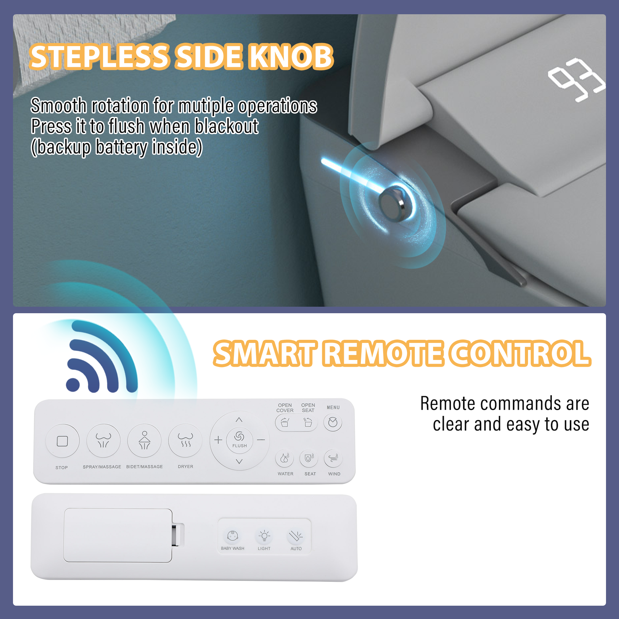 Electric Smart Bidet Toilet 1.28 GPF White Heated Seat Auto Flush