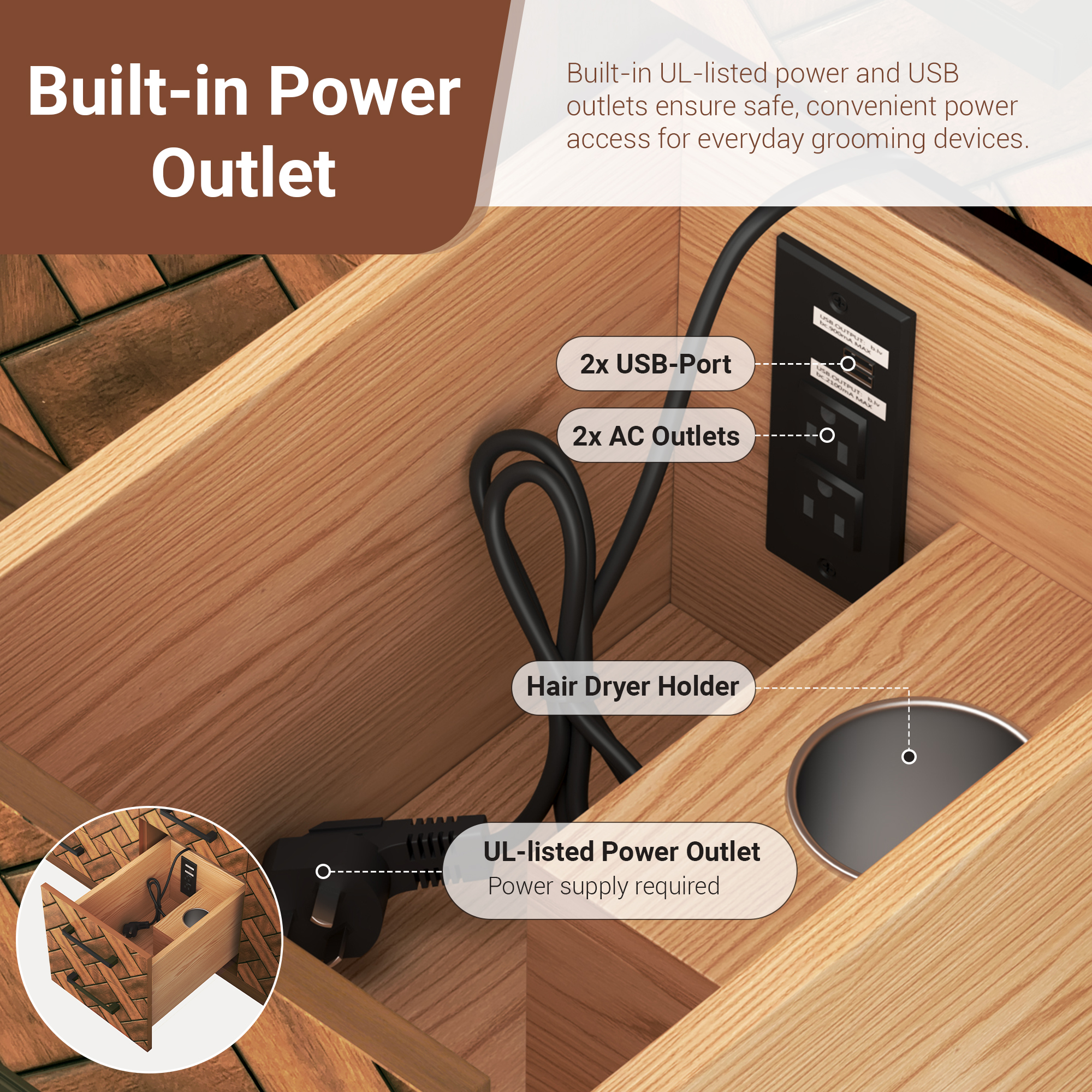 60" Double Sink Bathroom Vanity with Engineering Stone Top & 2 Basins