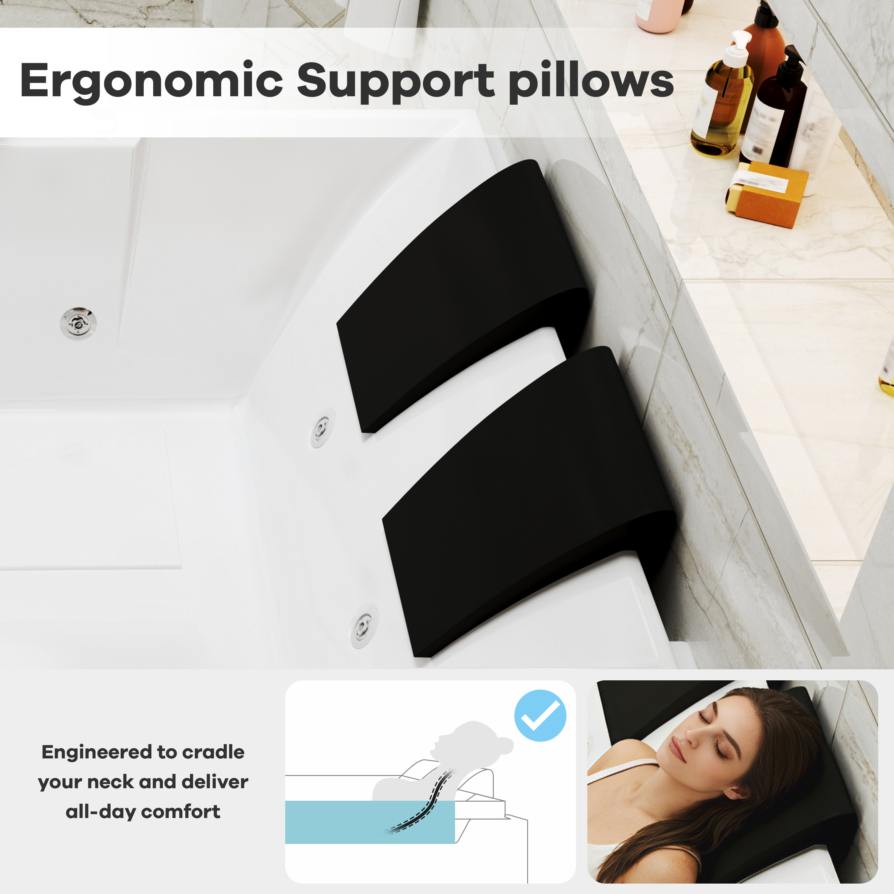 73" Two-Person Whirlpool Tub with Hydro Massage Jets & Chromatherapy Lighting