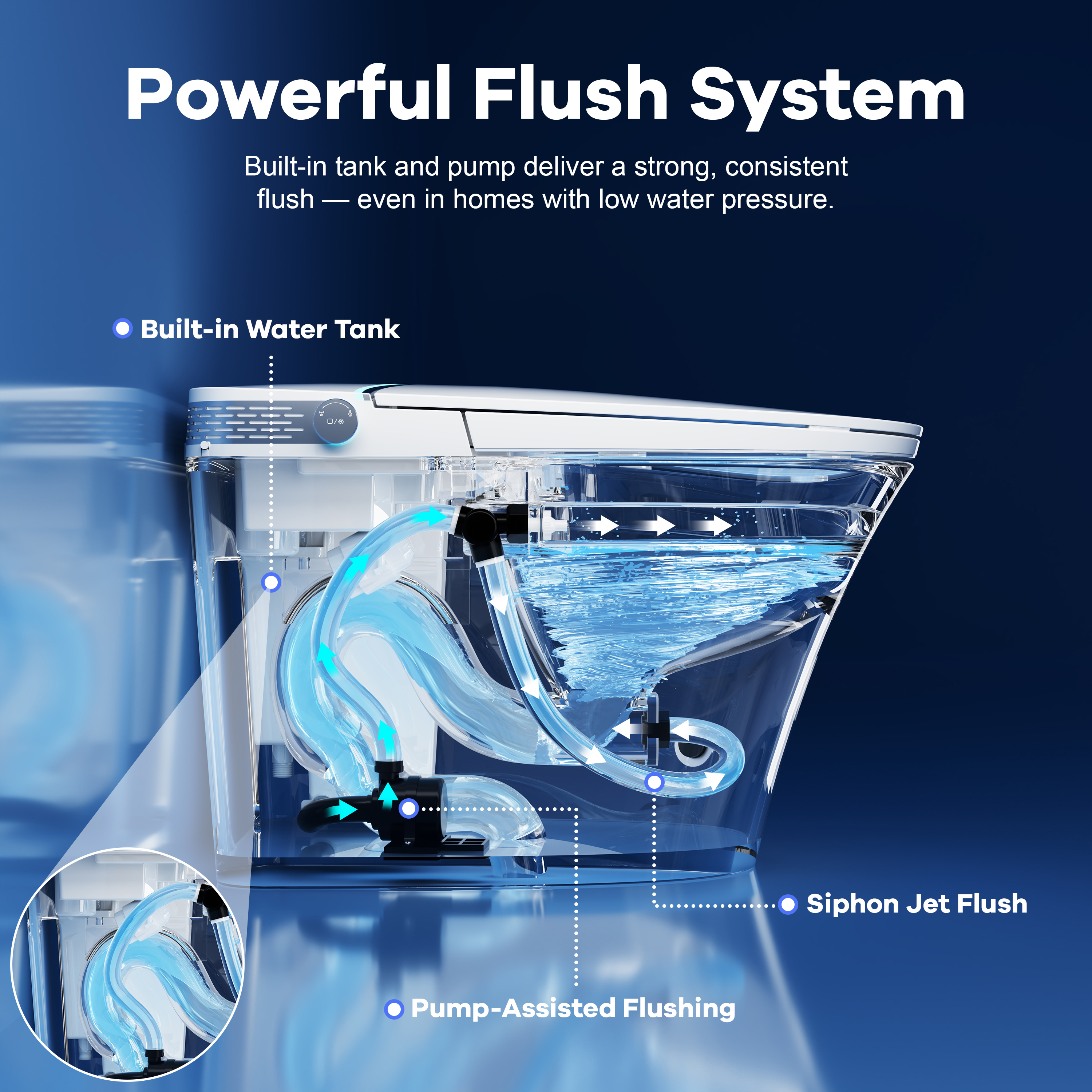 Mordern One-piece Elongated Smart Bidet Toilet with Digital Display, Auto Lid, Heated Seat & Dual Flush