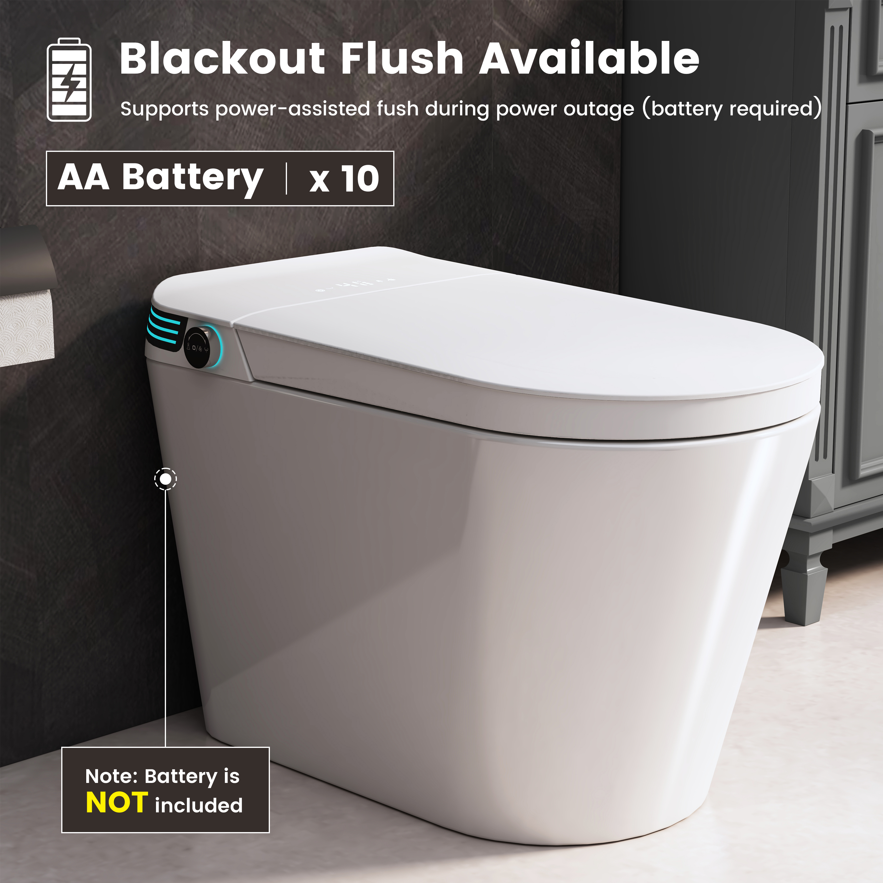 Modern Antibacterial Ceramic Smart Toilet with Side Ambient Lighting