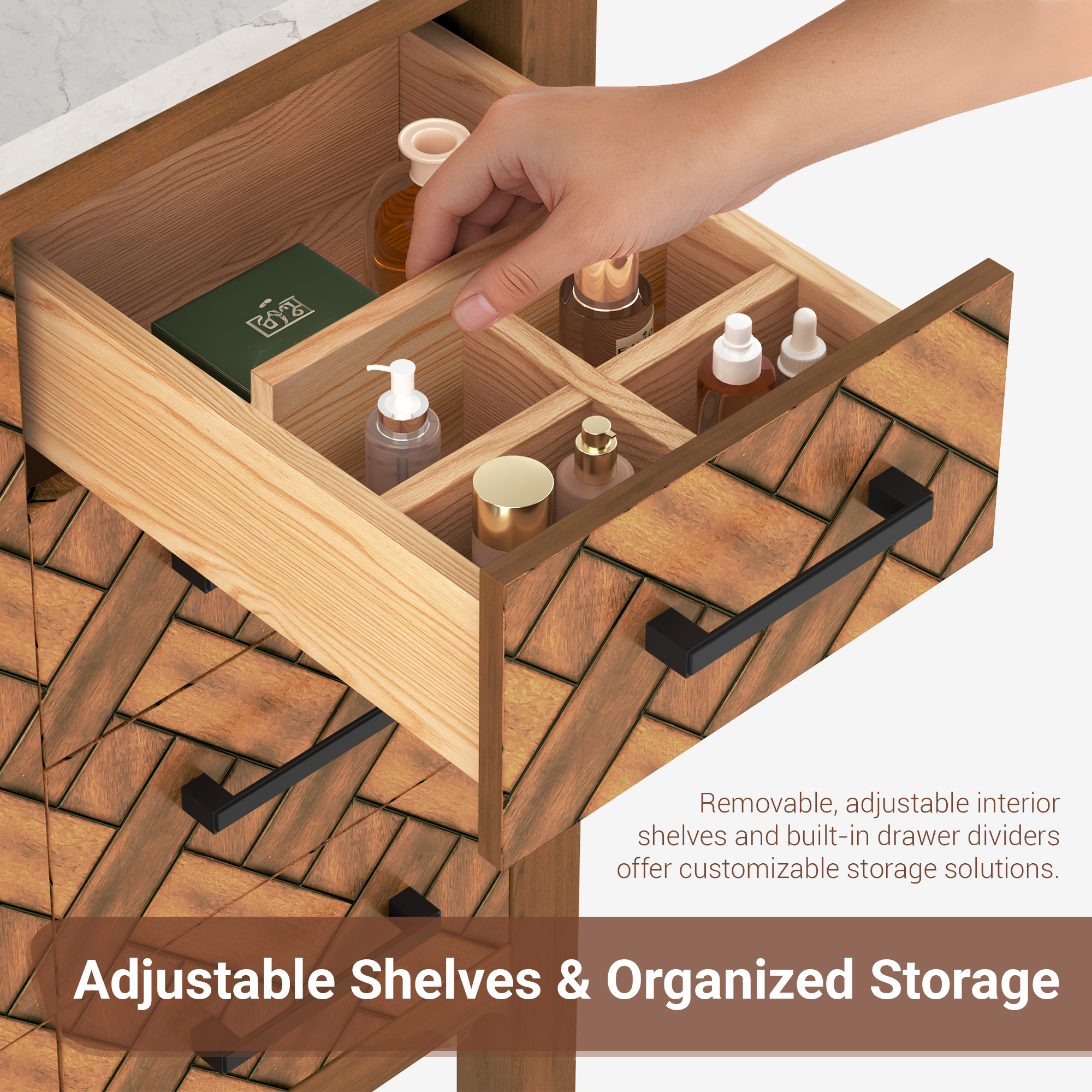 48" Bathroom Vanity with Engineering Stone Top & Single Sink