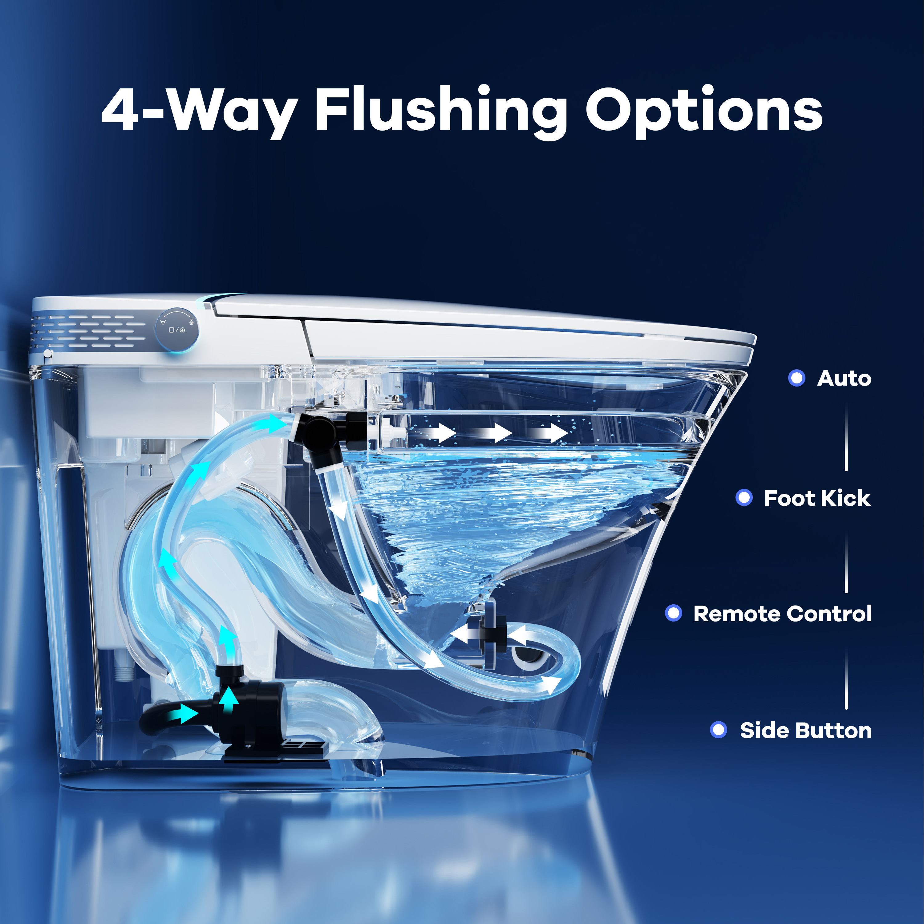 Mordern One-piece Elongated Smart Bidet Toilet with Digital Display, Auto Lid, Heated Seat & Dual Flush