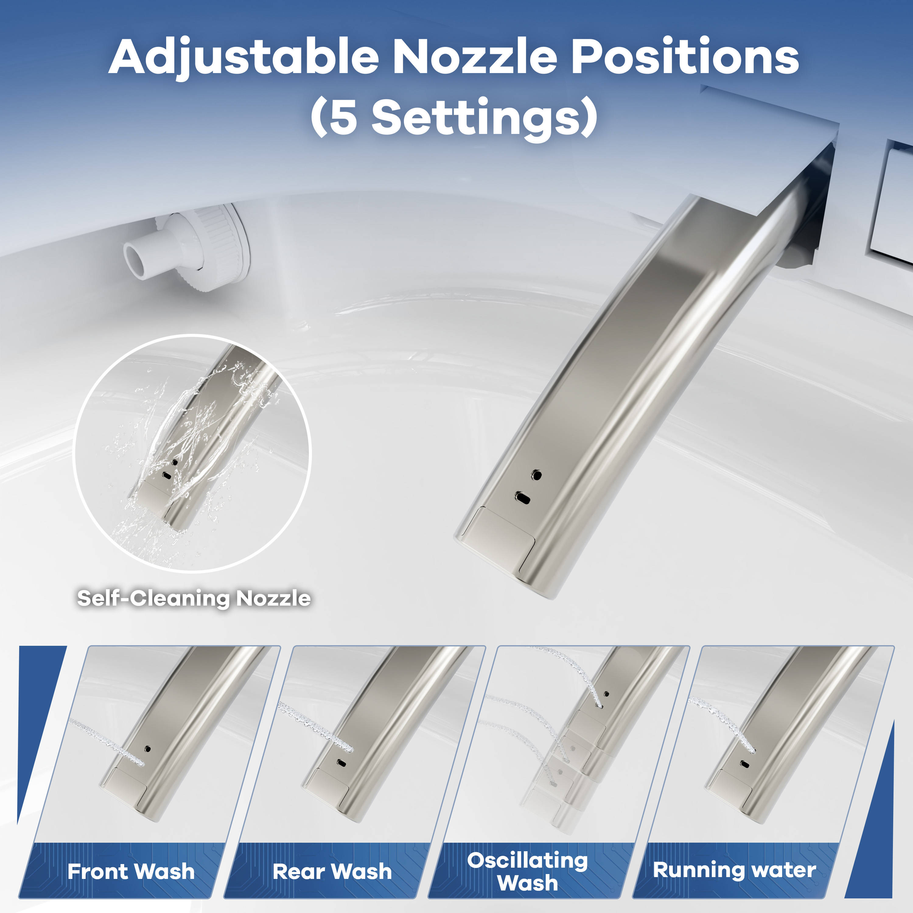 Mordern One-piece Elongated Smart Bidet Toilet with Digital Display, Auto Lid, Heated Seat & Dual Flush