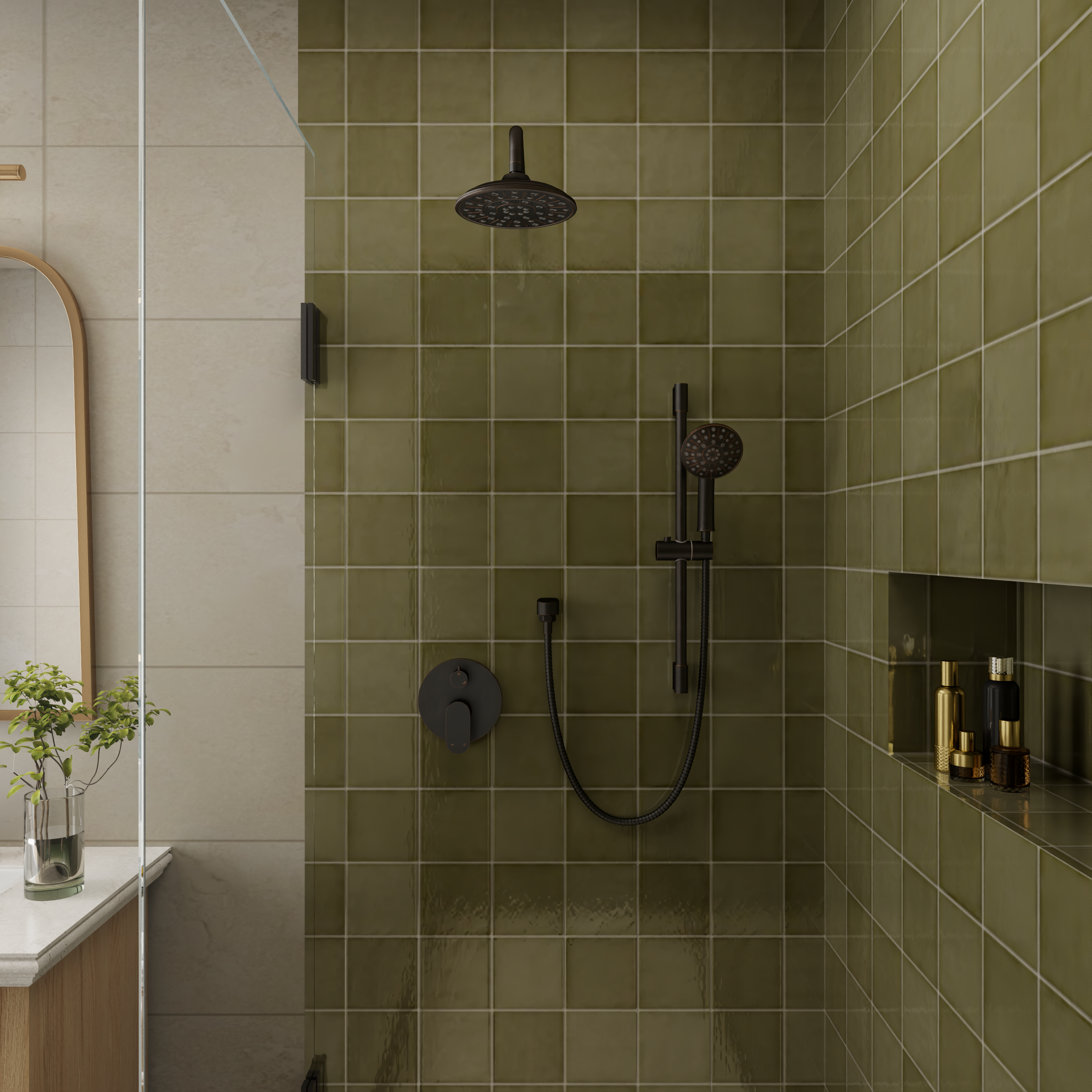 8" Rain Shower Head System with Pressure Balance Valve