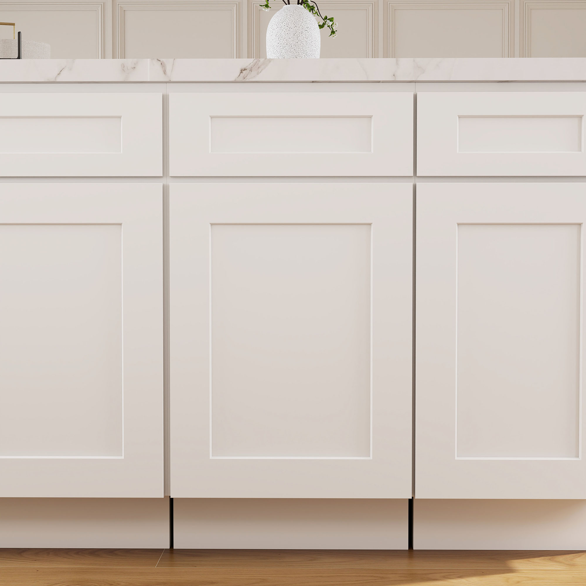 White Shaker RTA Kitchen Cabinets Complete Set for DIY Install