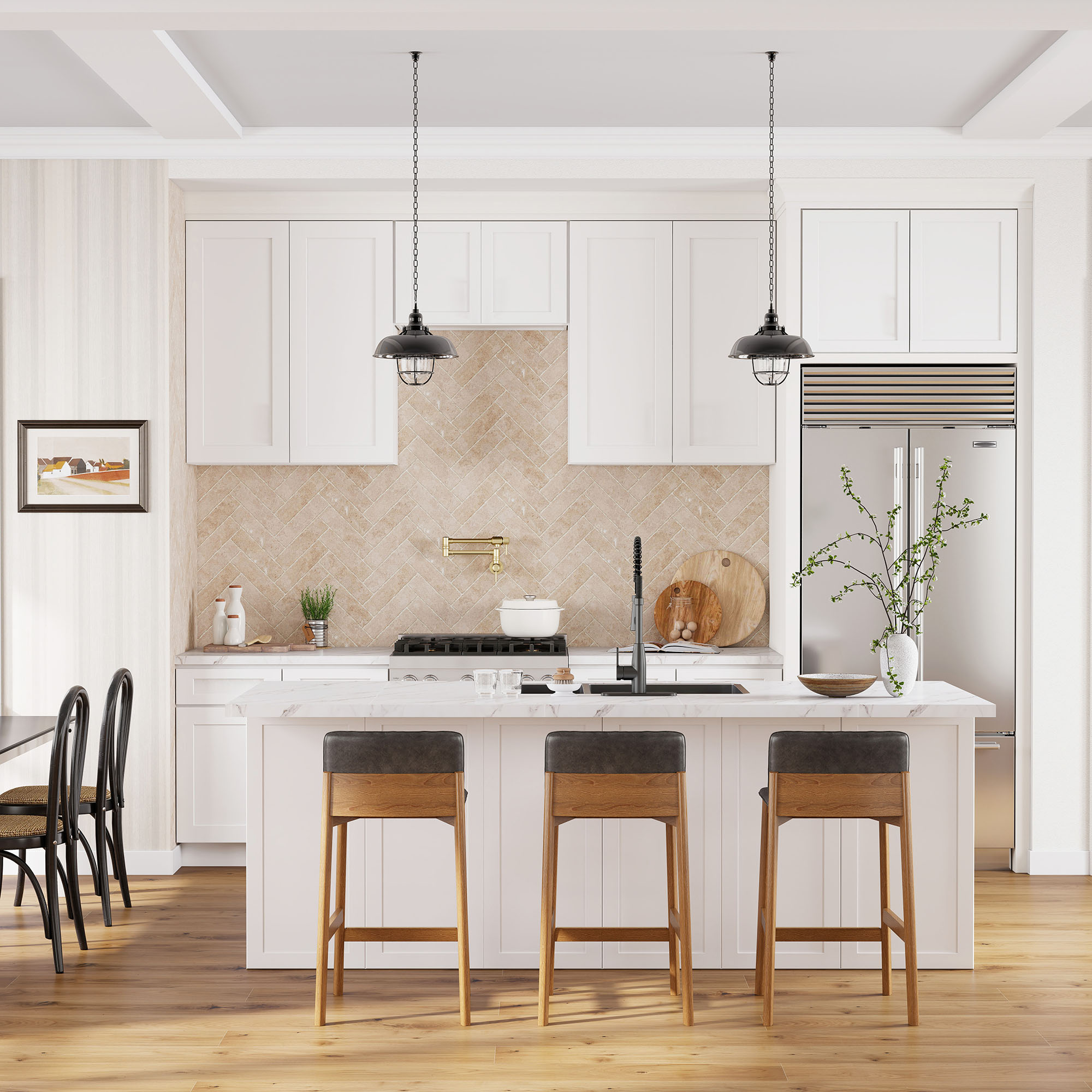 White Shaker RTA Kitchen Cabinets Complete Set for DIY Install