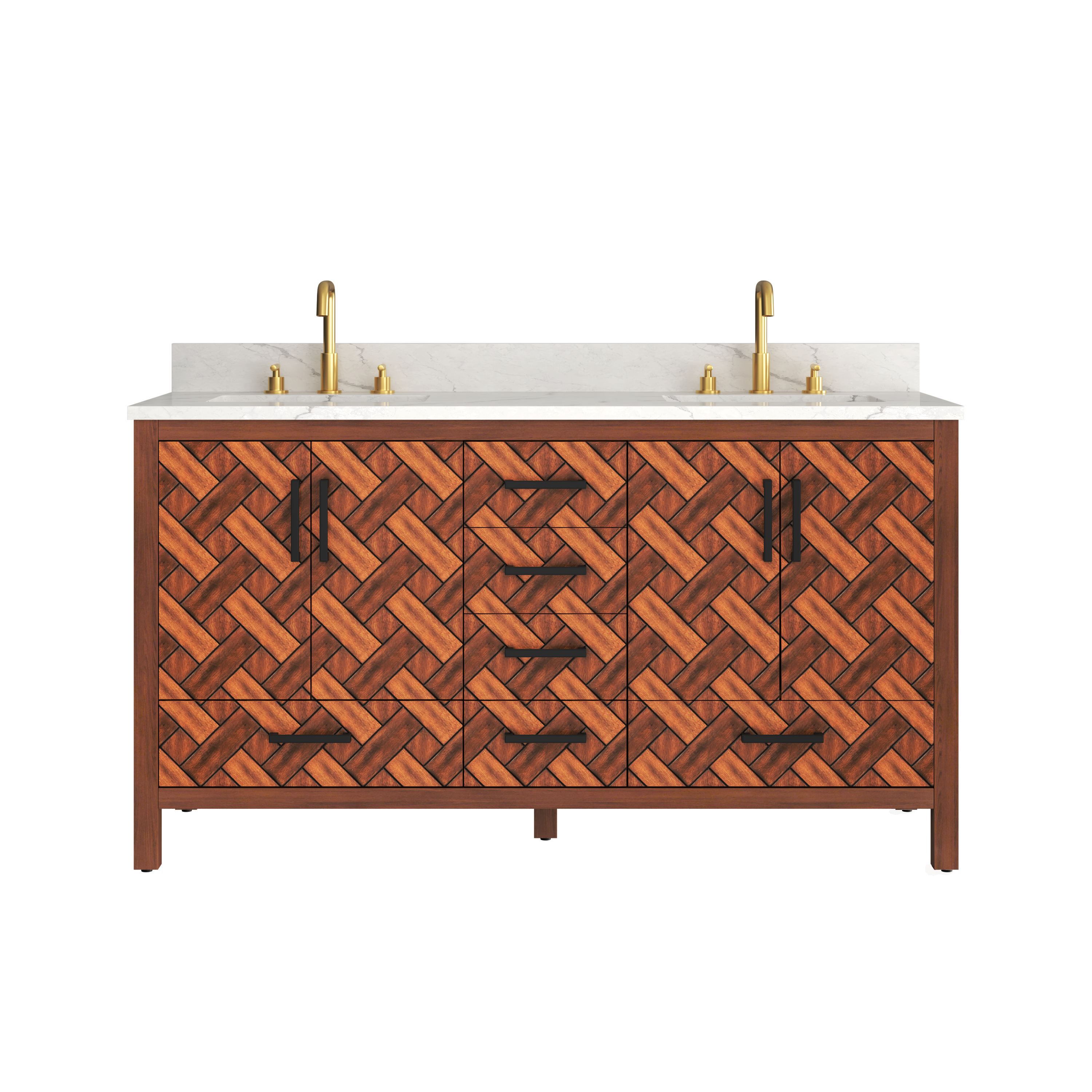 60" Double Sink Bathroom Vanity with Engineering Stone Top