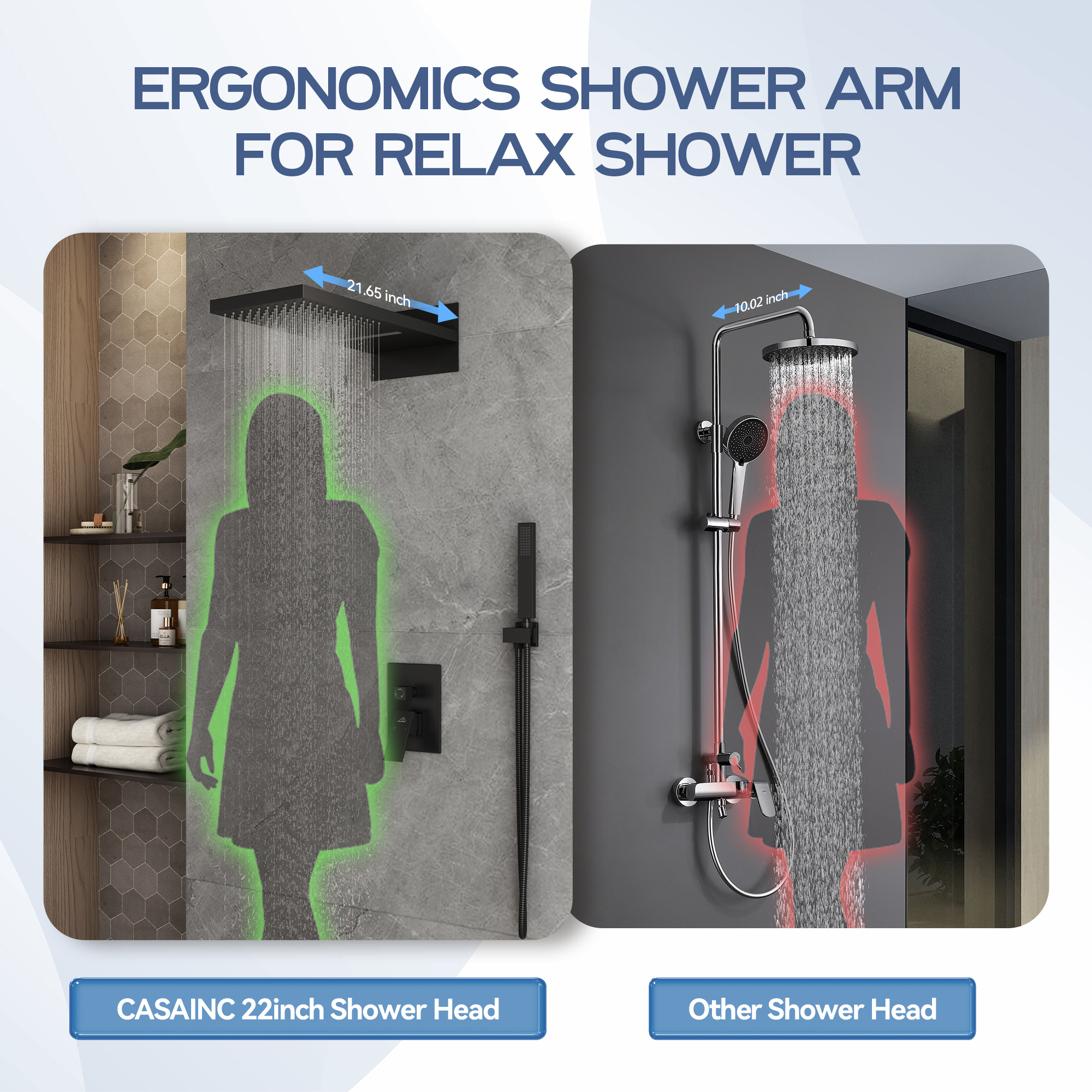 22" Wall Mounted Stainless Steel Shower Systems With Handheld Shower