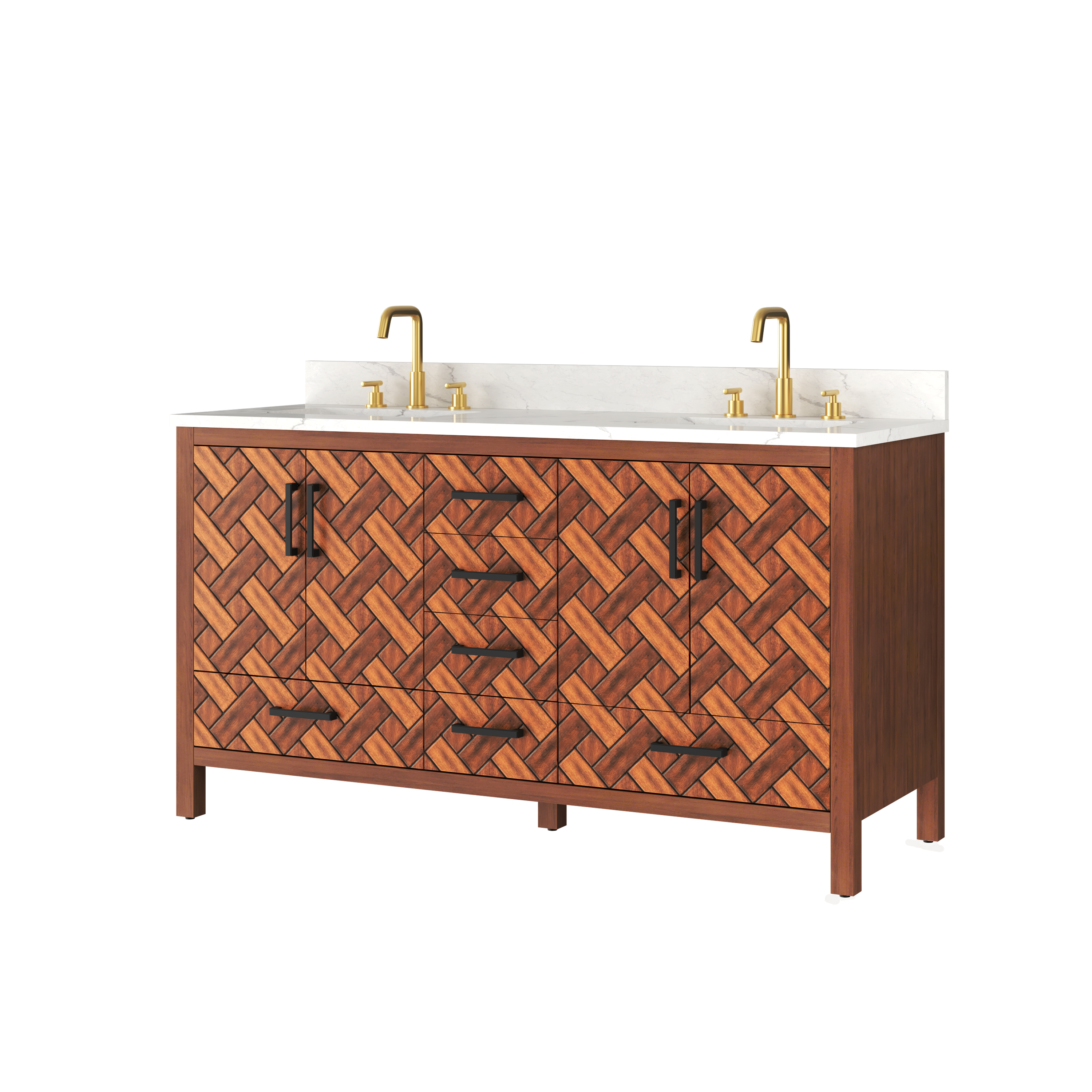 60" Double Sink Bathroom Vanity with Engineering Stone Top