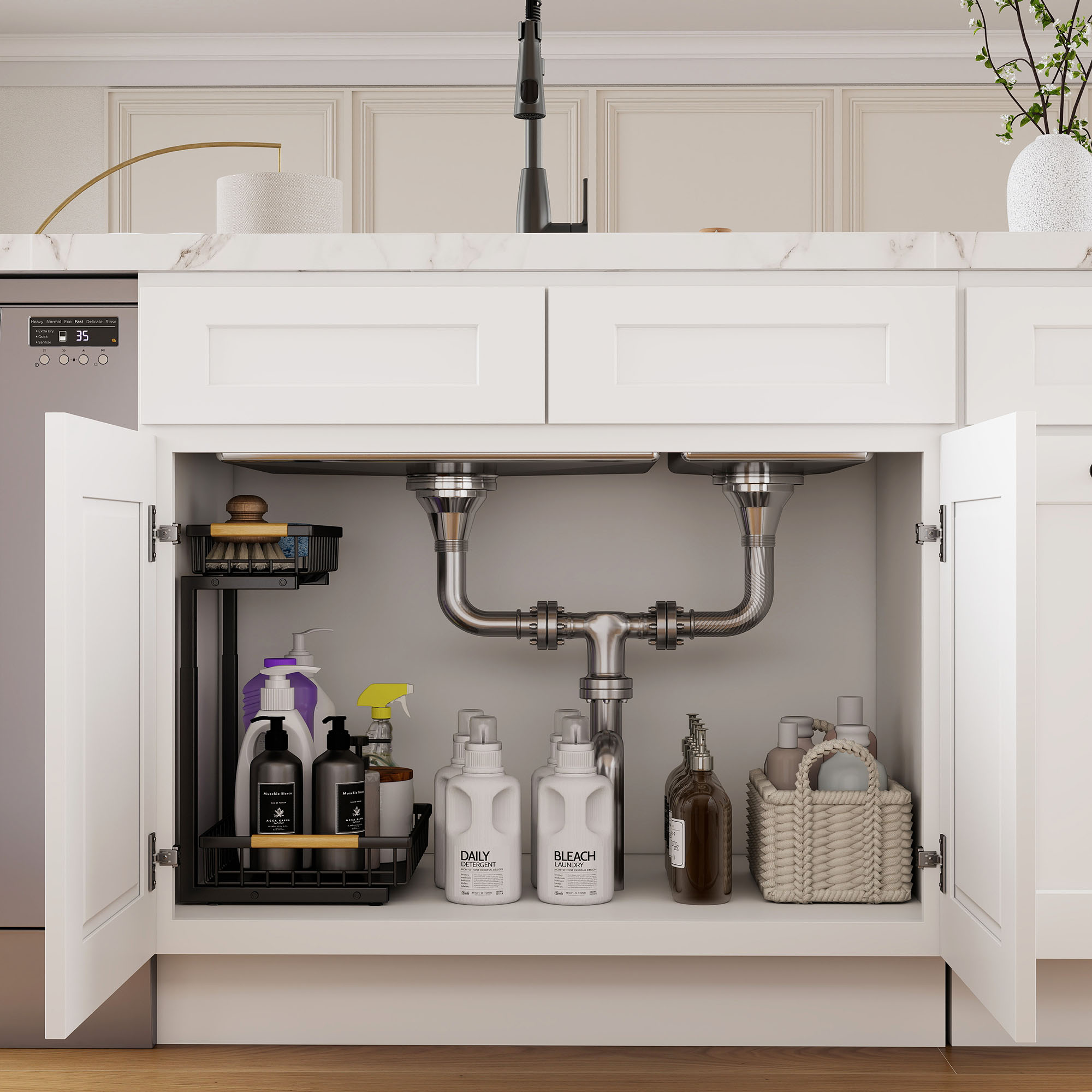 White Shaker RTA Kitchen Cabinets Complete Set for DIY Install