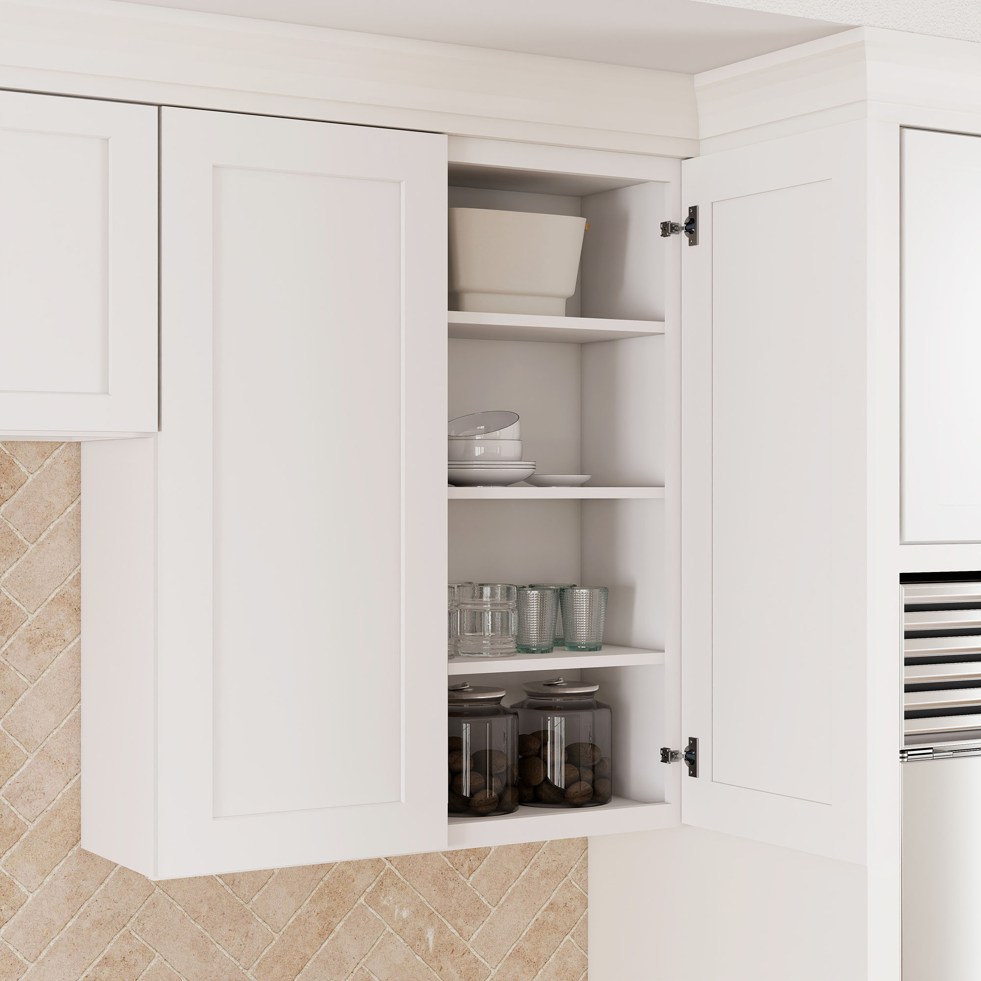 White Shaker RTA Kitchen Cabinets Complete Set for DIY Install